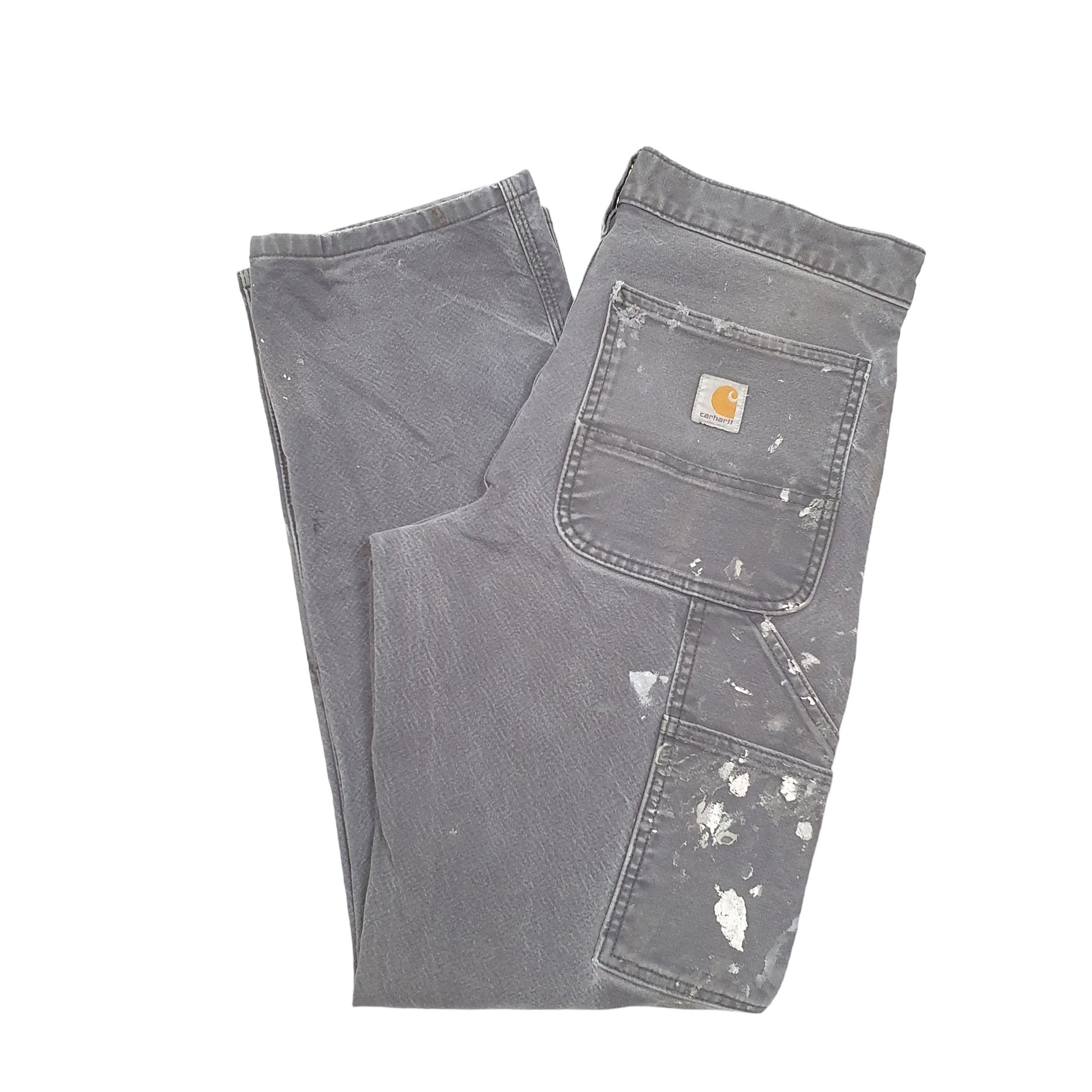Mens Grey Carhartt Double Knee Relaxed Carpenter Trousers