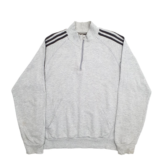 Mens Grey Adidas Quarter Zip Jumper