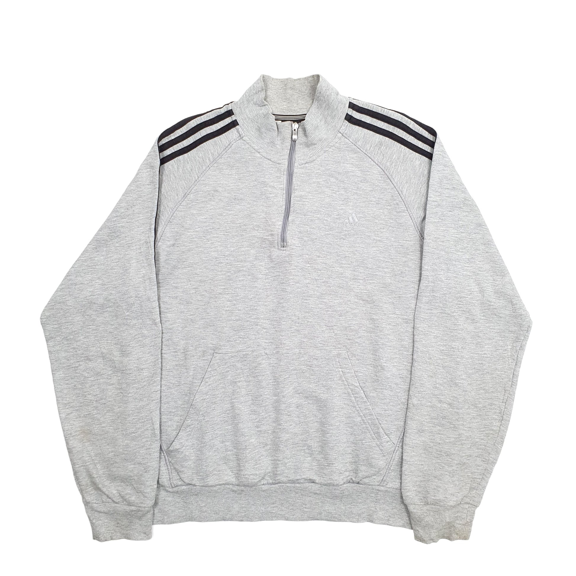 Mens Grey Adidas  Quarter Zip Jumper