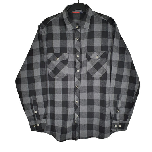 Non Branded Flannel Shacket Long Sleeve Regular Fit Check Shirt Grey