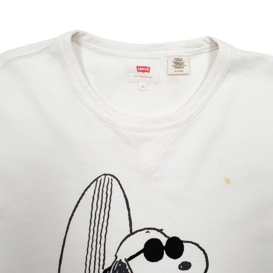 Mens White Levis Snoopy Crewneck Jumper