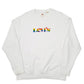Mens White Levis Rainbow Spellout Relaxed Crewneck Jumper