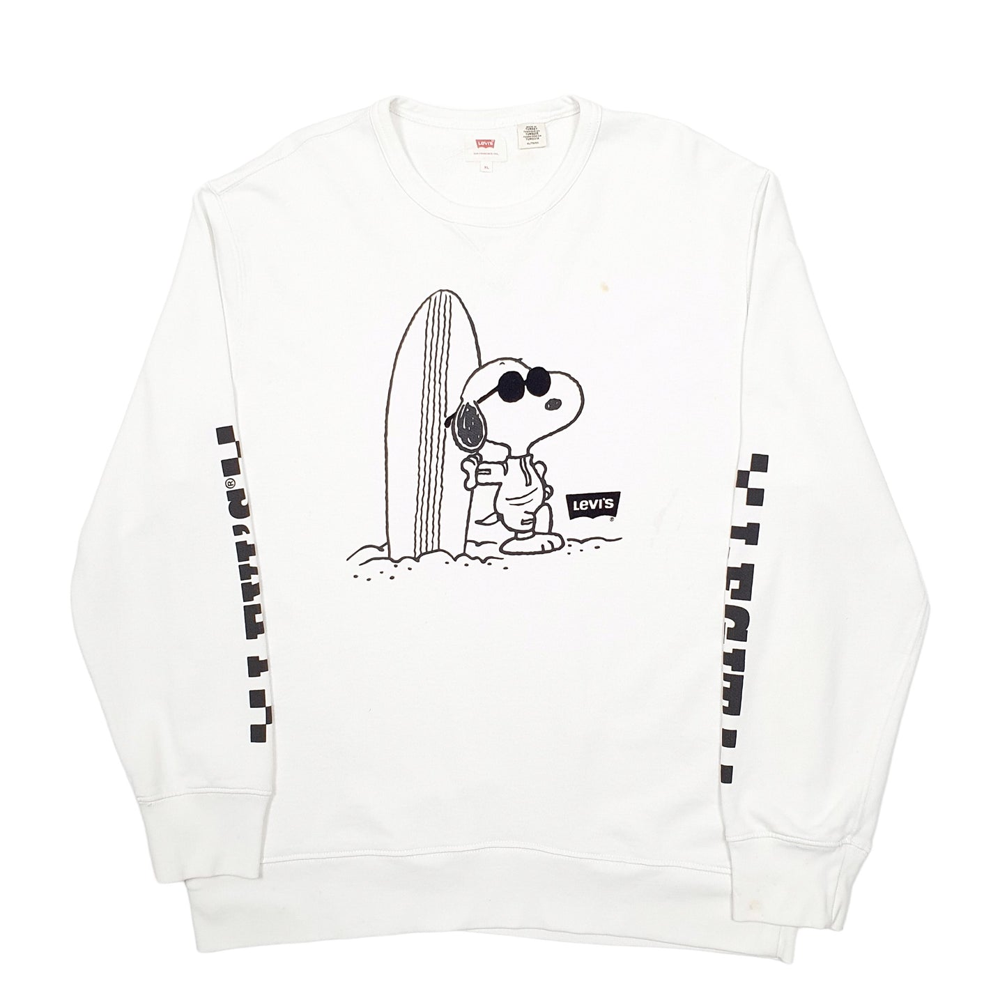 Mens White Levis Snoopy Crewneck Jumper