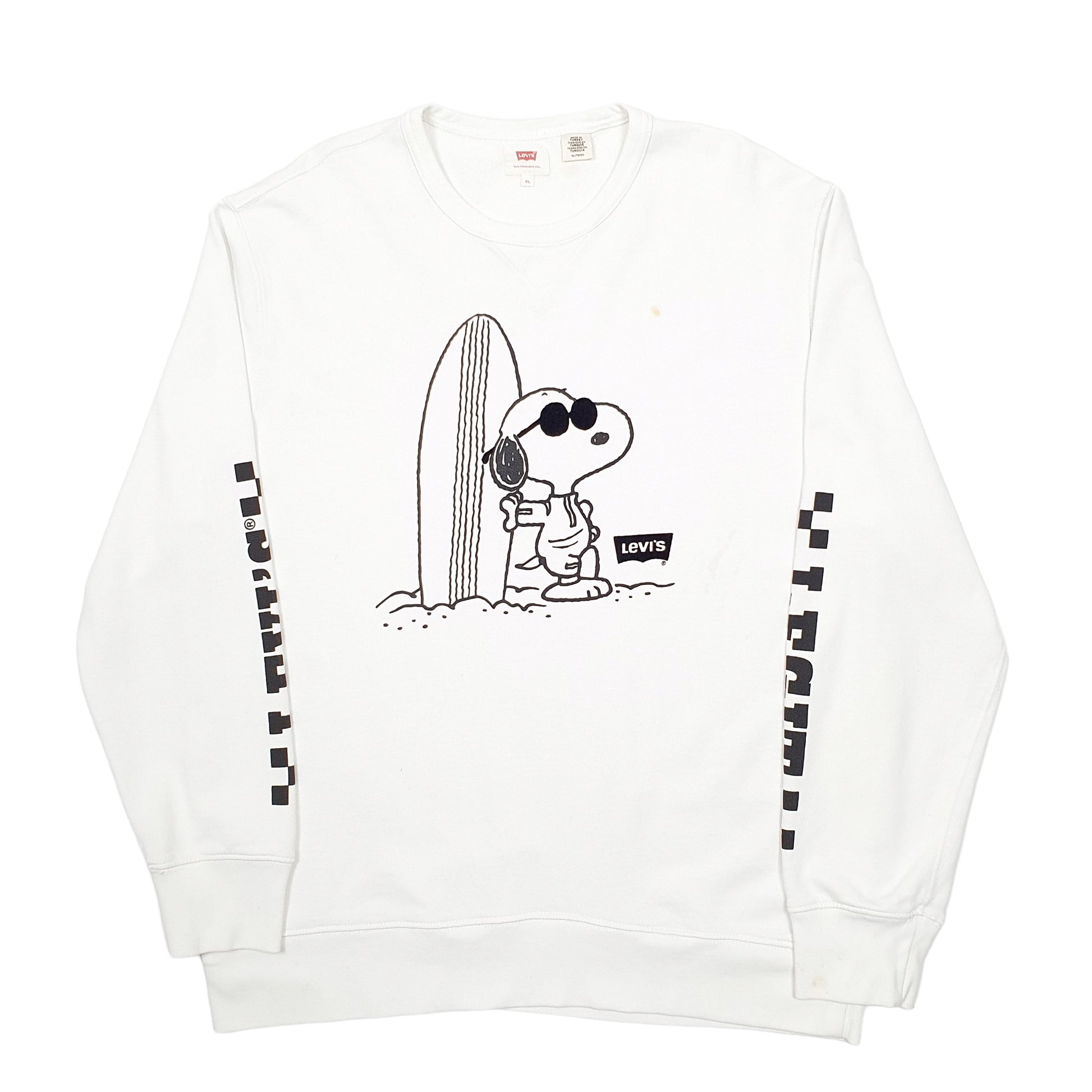 Mens White Levis Snoopy Crewneck Jumper