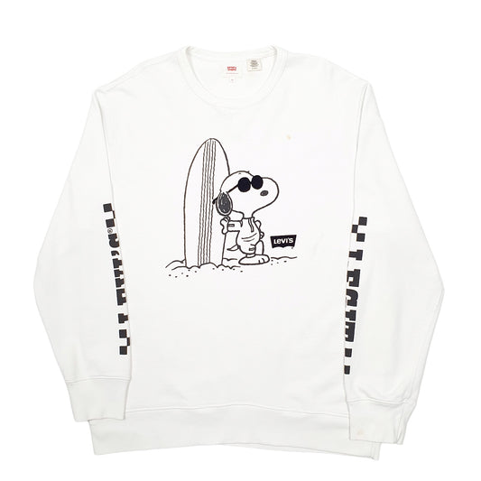 Mens White Levis Snoopy Crewneck Jumper