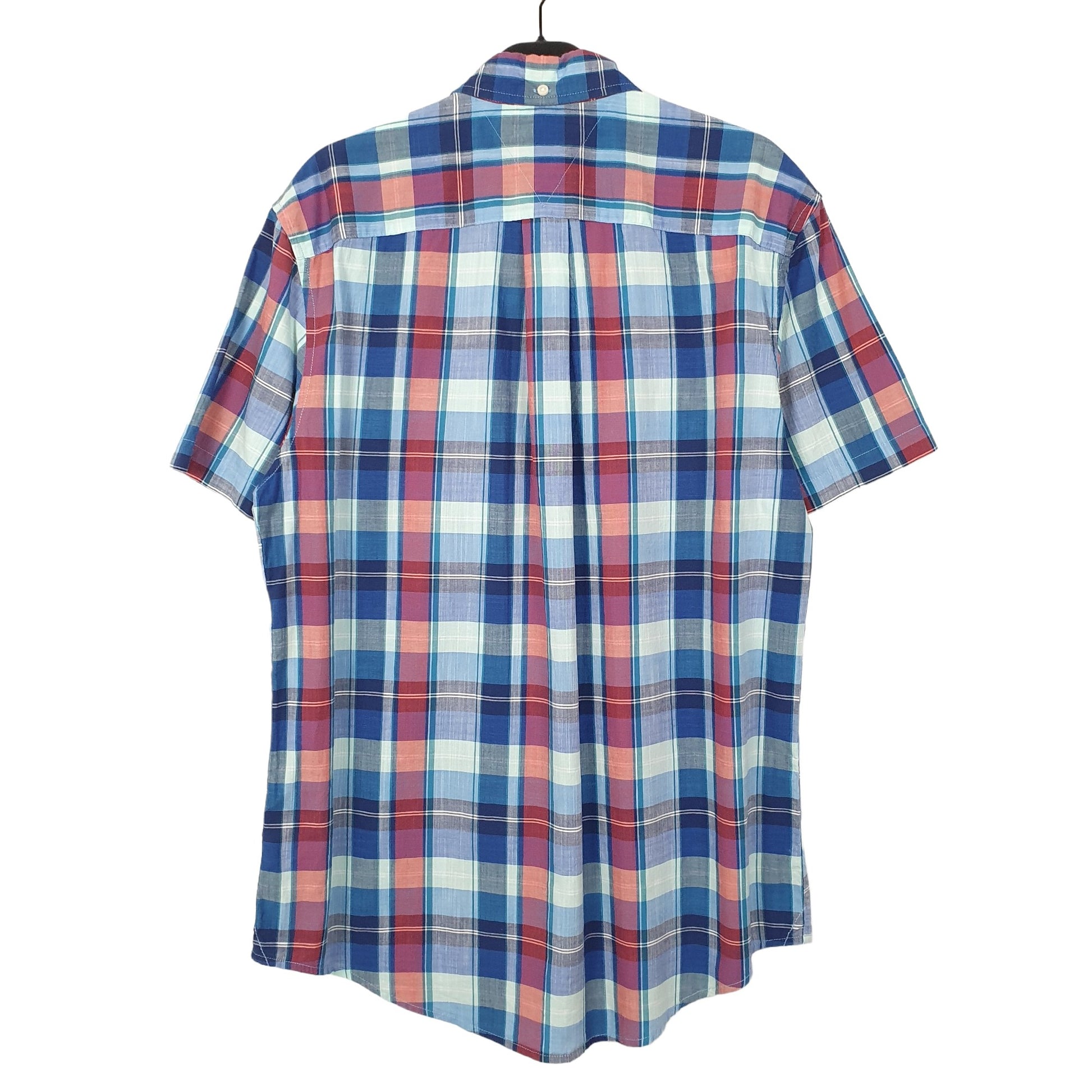 Tommy Hilfiger Pocket Short Sleeve Custom Fit Check Shirt Blue