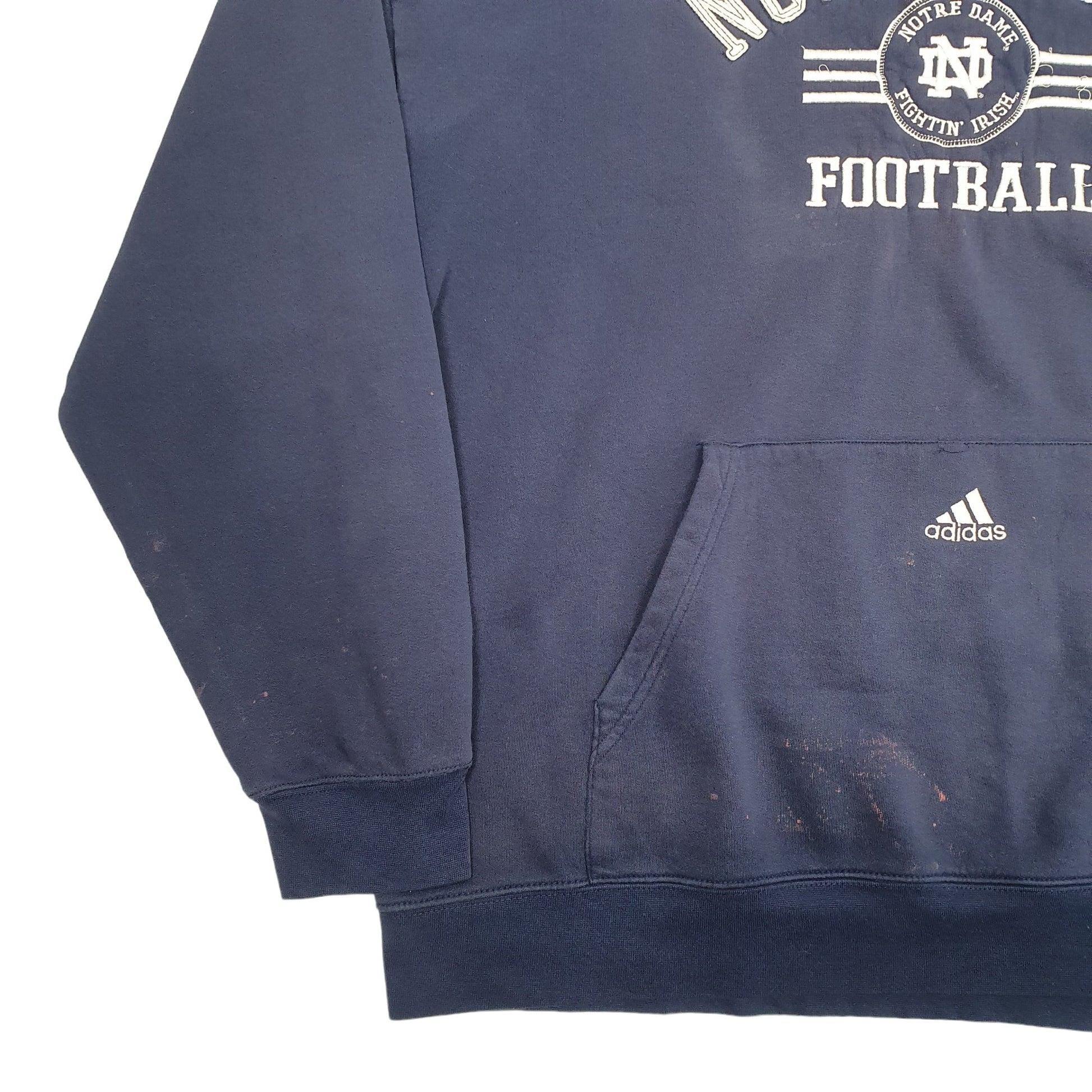 Mens Navy Adidas Notre Dame Football Hoodie Jumper