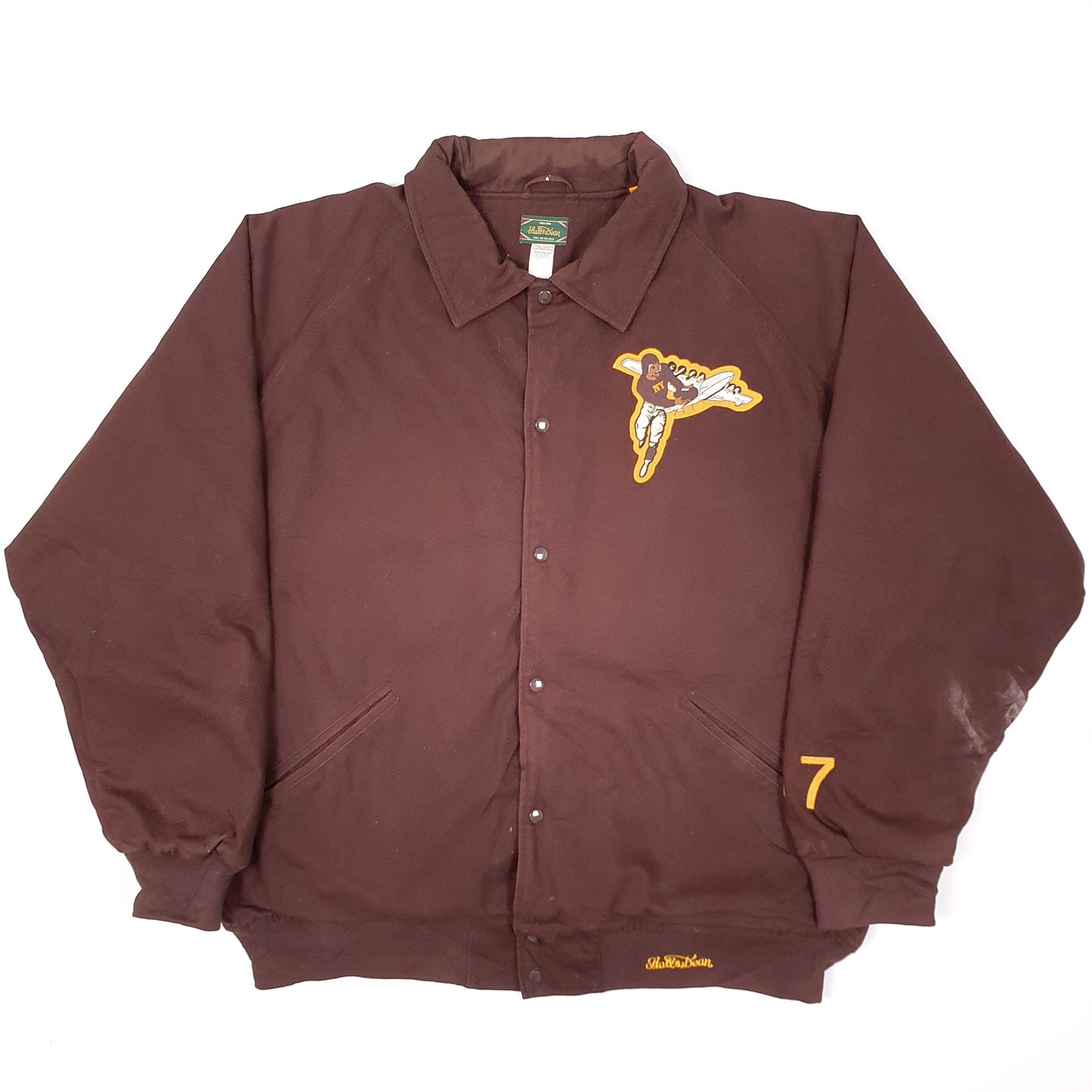 Mens Brown Stall & Dean USA Football Brown Bombers NFL Bomber Jacket Coat