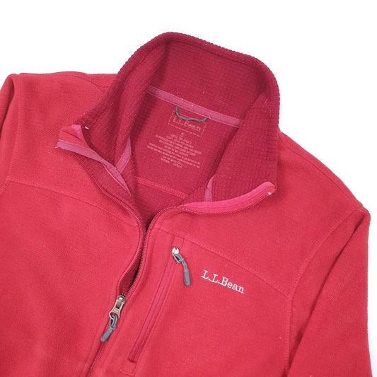 LL Bean Spellout Full Zip Fleece S Red