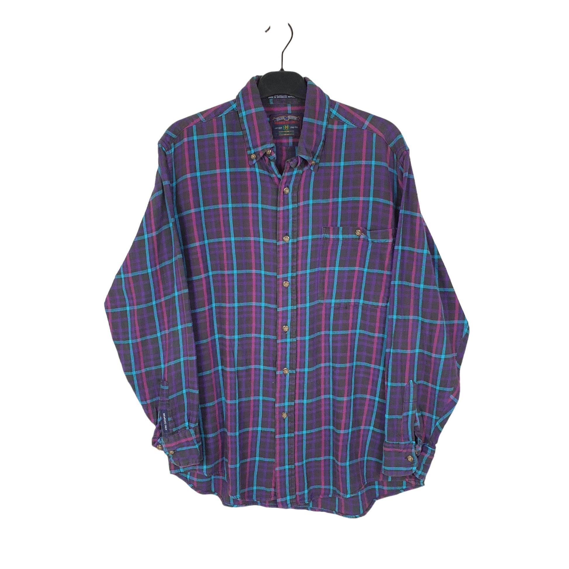 Members Only Flannel Shacket Long Sleeve Regular Fit Check Shirt Purple