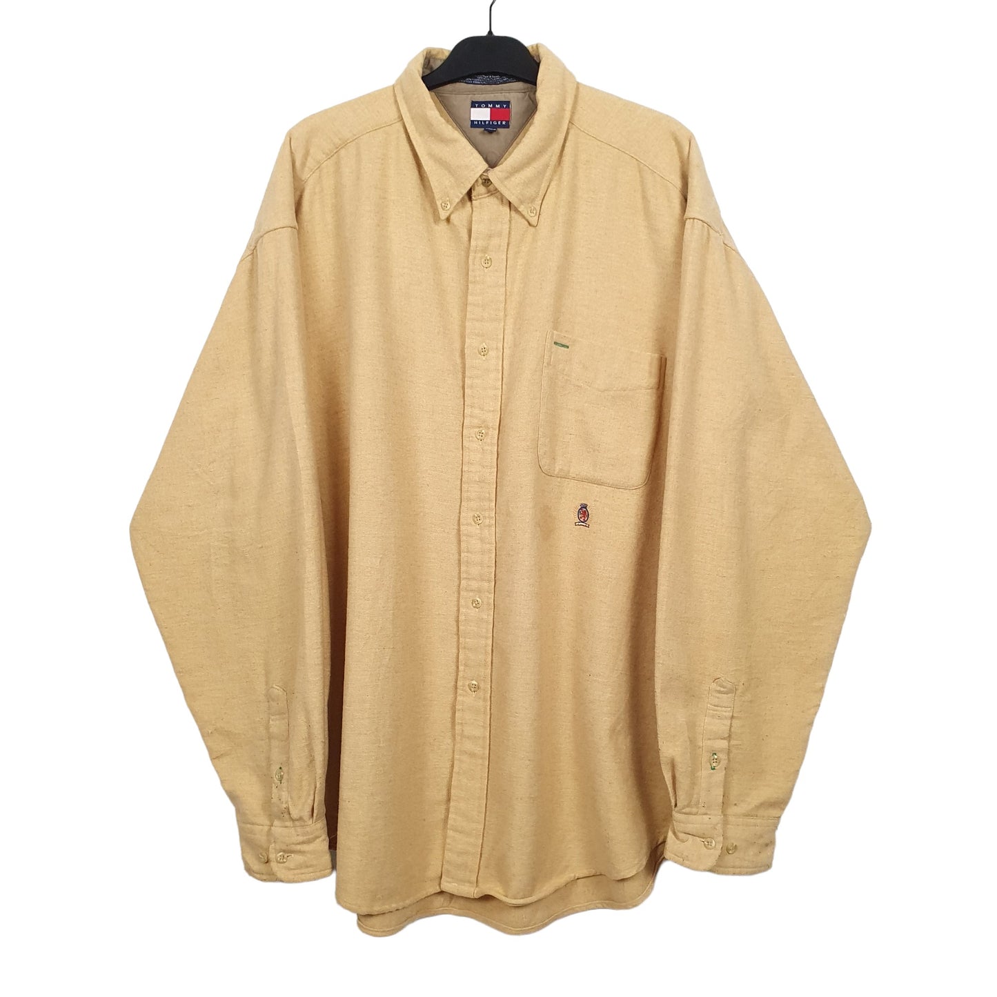 Mens Yellow Tommy Hilfiger Shacket Jacket 80% Wool Long Sleeve Shirt