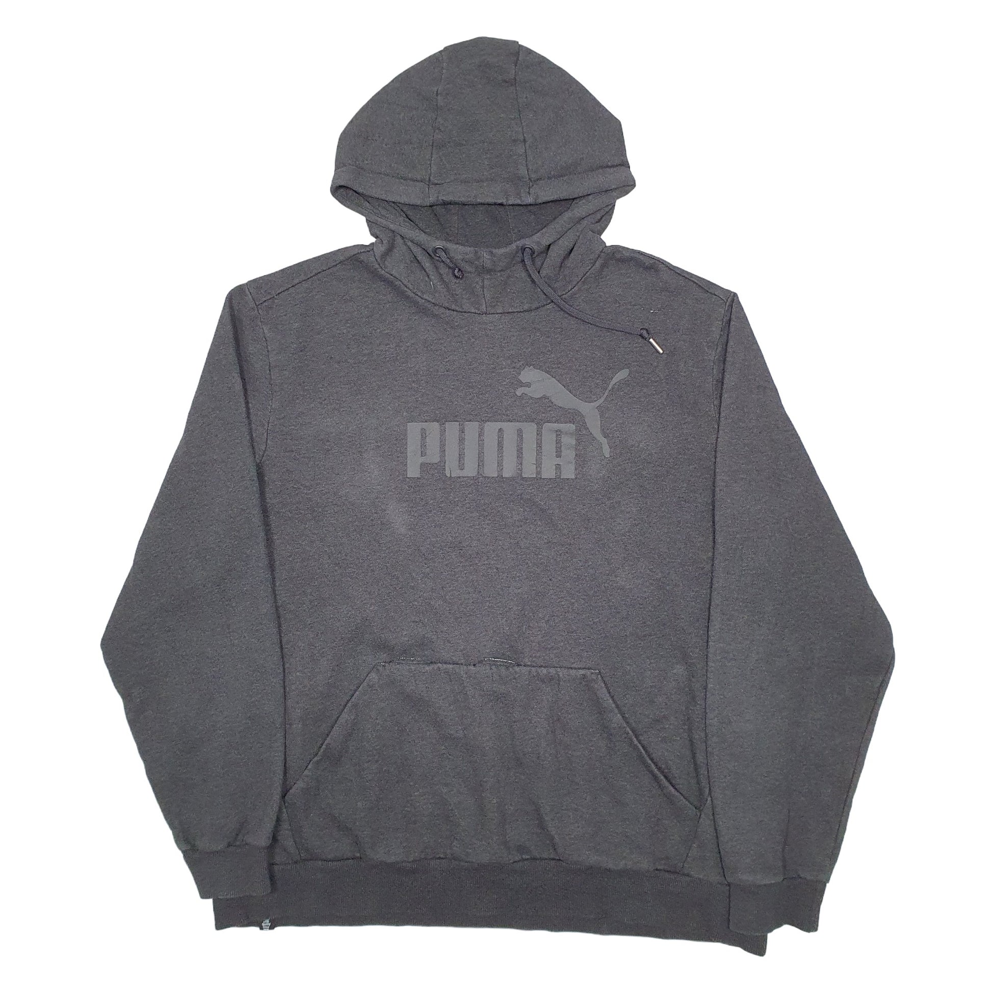 Mens Grey Puma Spellout Hoodie Jumper