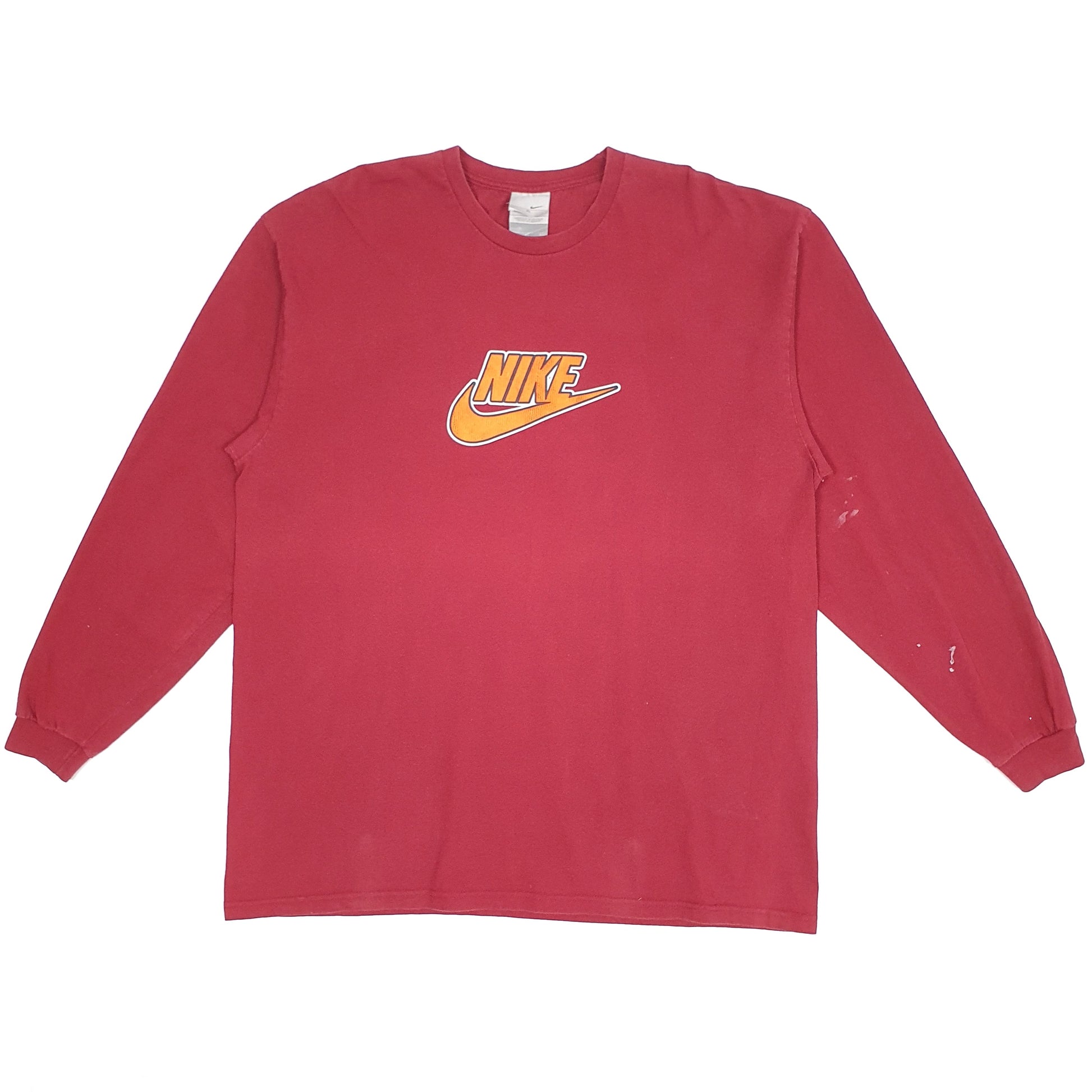 Nike Vintage 1990s Spellout Long Sleeve T Shirt Burgundy