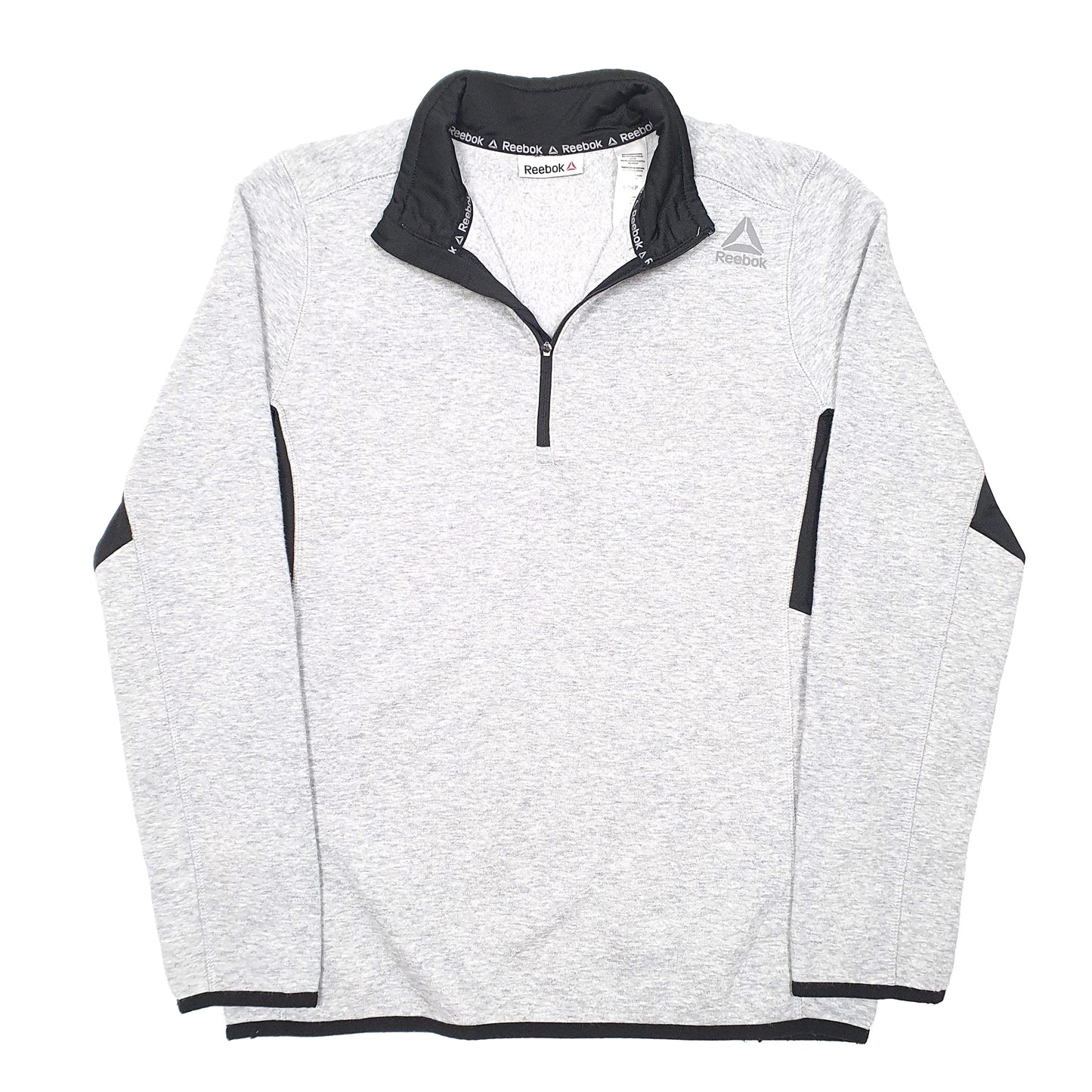 Mens Grey Reebok Active Workout Gym Running Quarter Zip Jumper