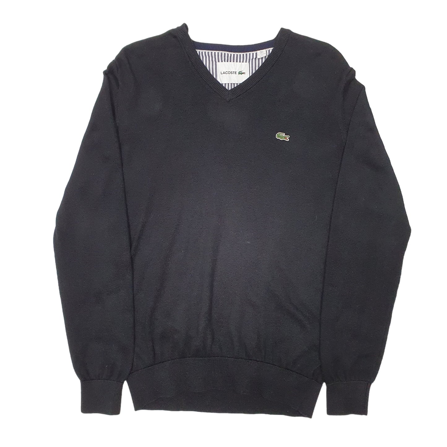 Mens Black Lacoste  V Neck Jumper