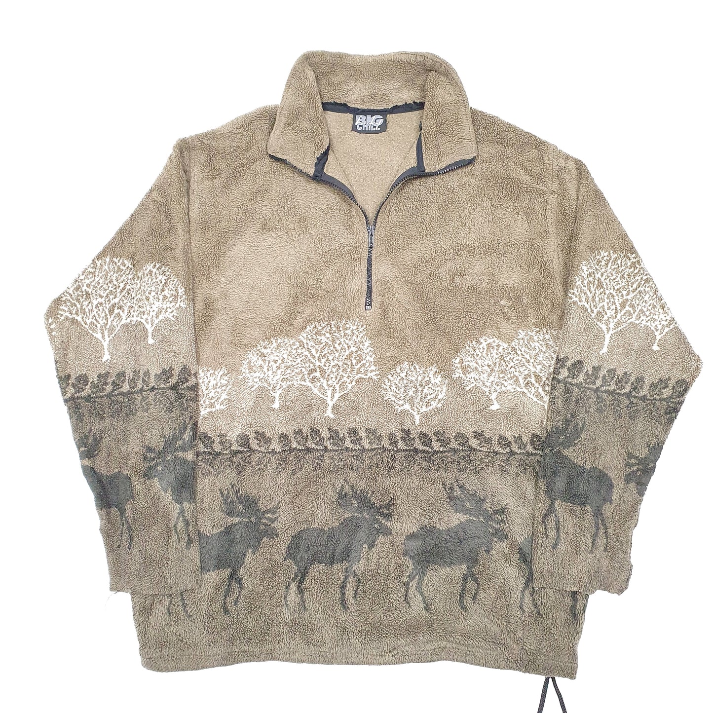 Mens Brown Big Chill Moose Woods Forest Full Zip Jumper