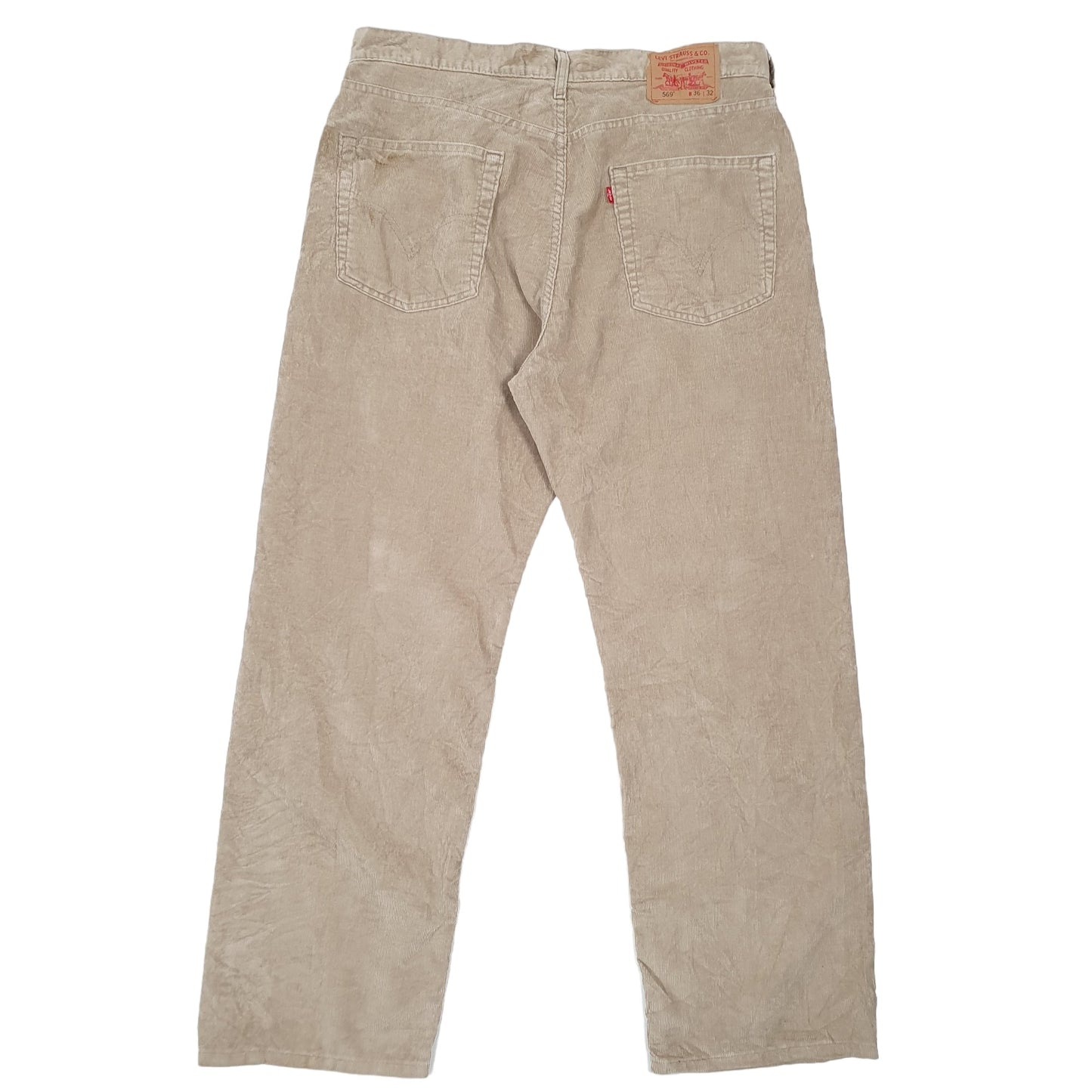 Mens Beige Levis 569 Straight Corduroy Trousers