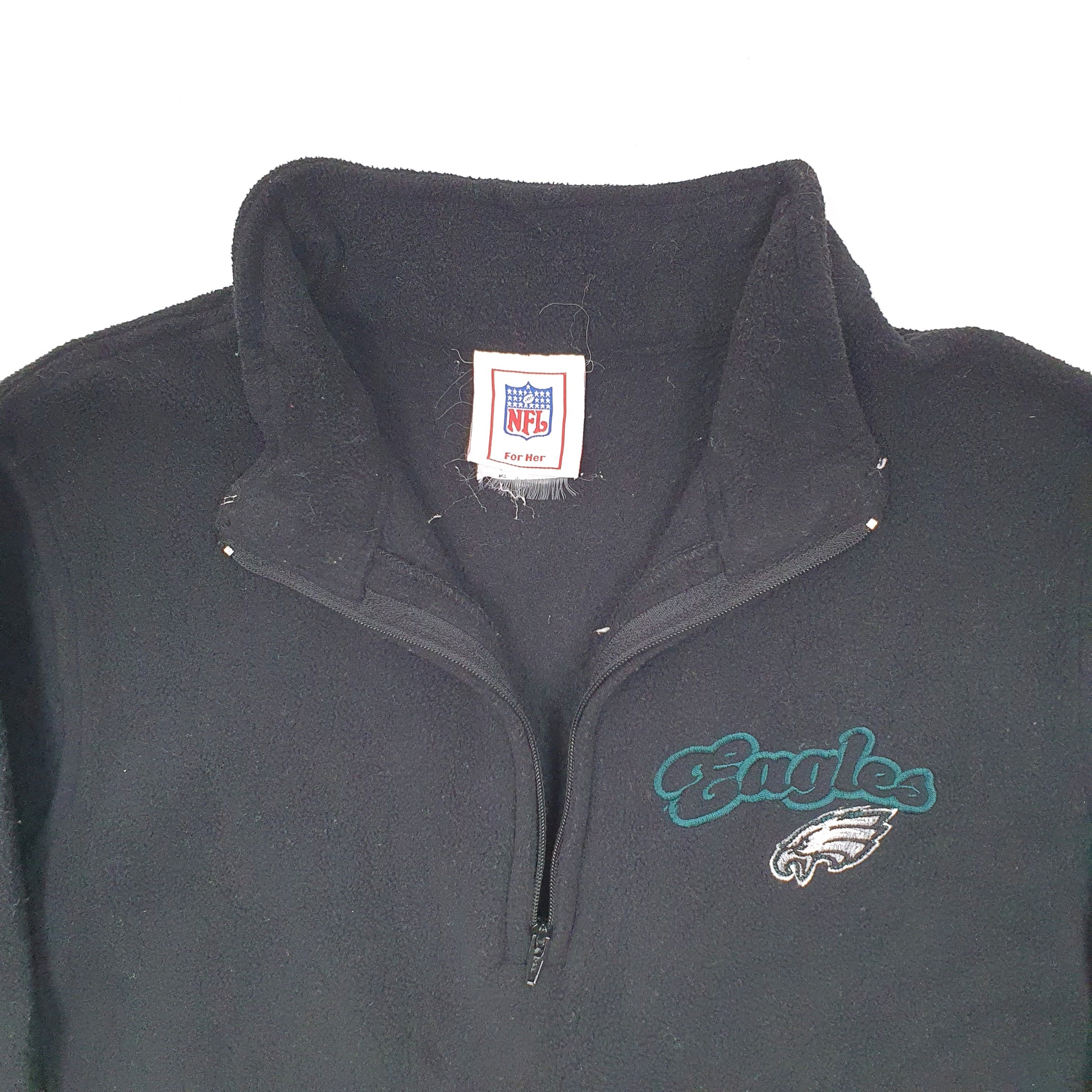 Womens Black NFL Philadelphia Eagles USA Football Quarter Zip Jumper