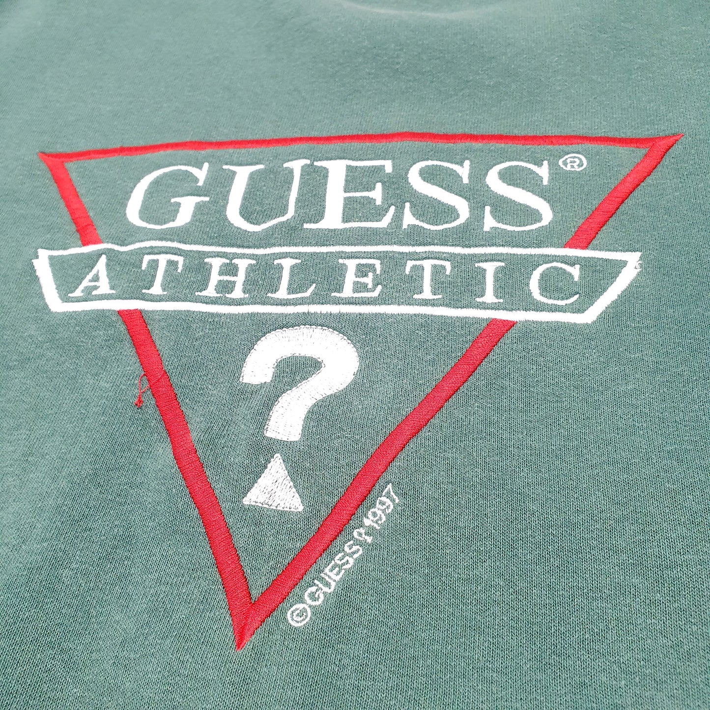 Mens Green Guess Sport Vintage Made In USA 1997 Crewneck Jumper