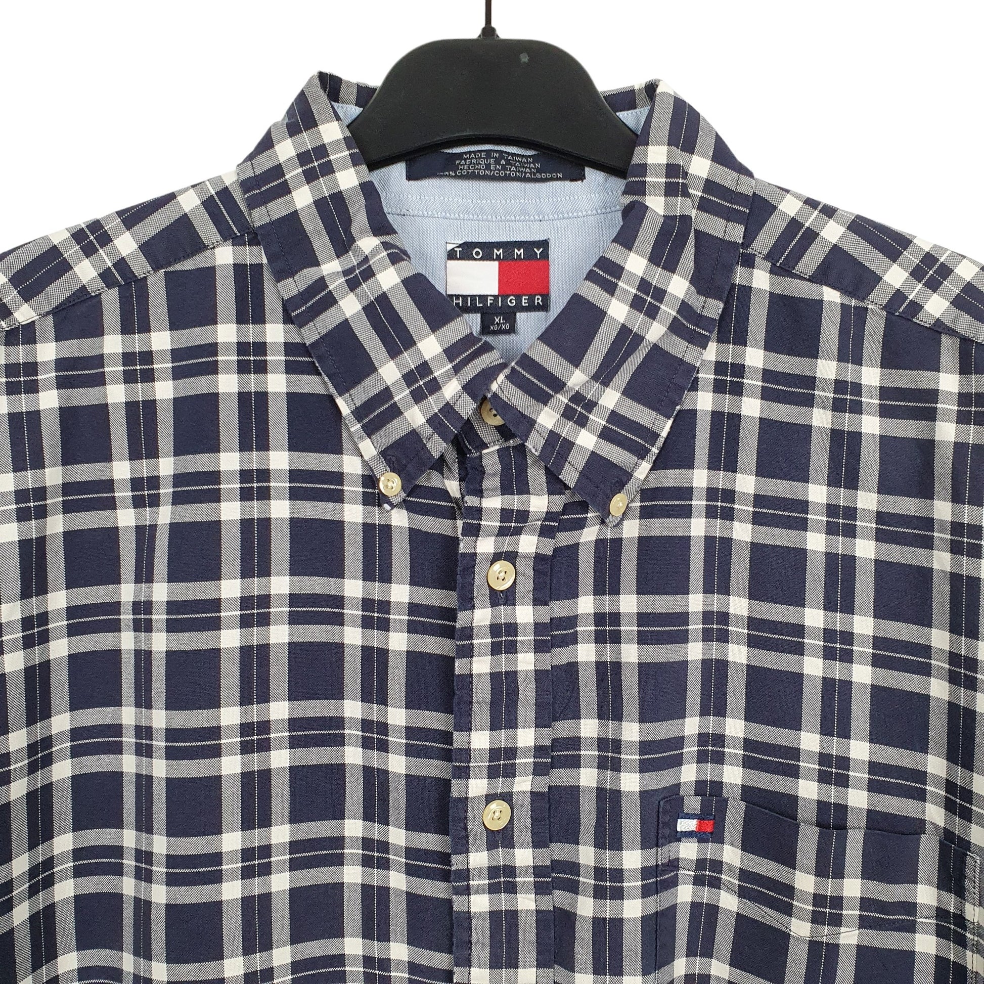 Tommy Hilfiger Short Sleeve Regular Fit Check Shirt Blue