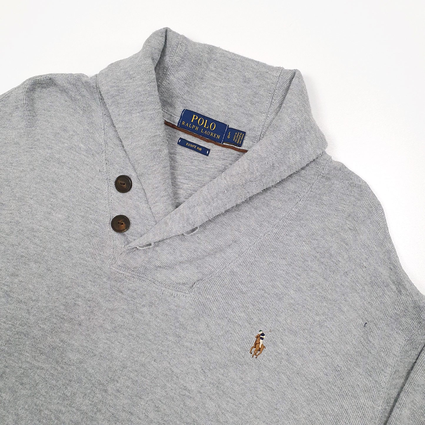 Polo Ralph Lauren Estate Rib Shoal Neck L Grey