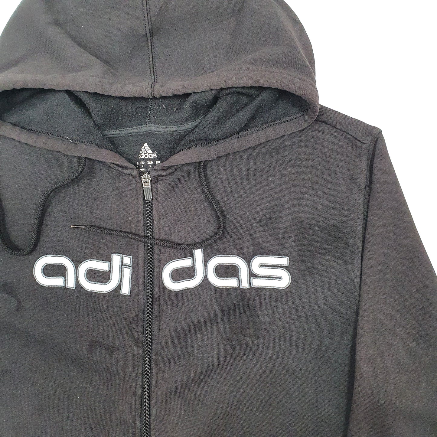 Mens Black Adidas Spellout Hoodie Full Zip Jumper