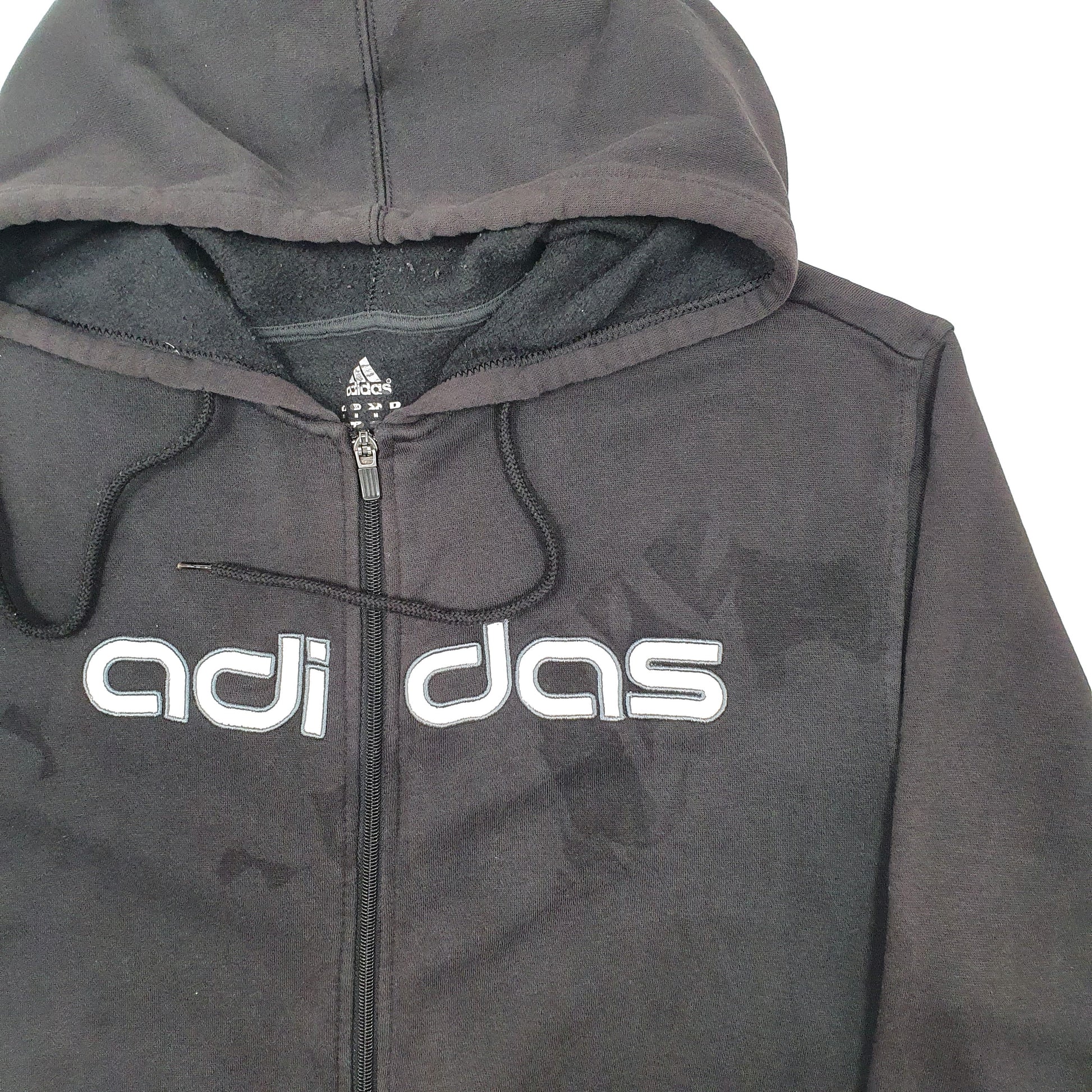 Mens Black Adidas Spellout Hoodie Full Zip Jumper