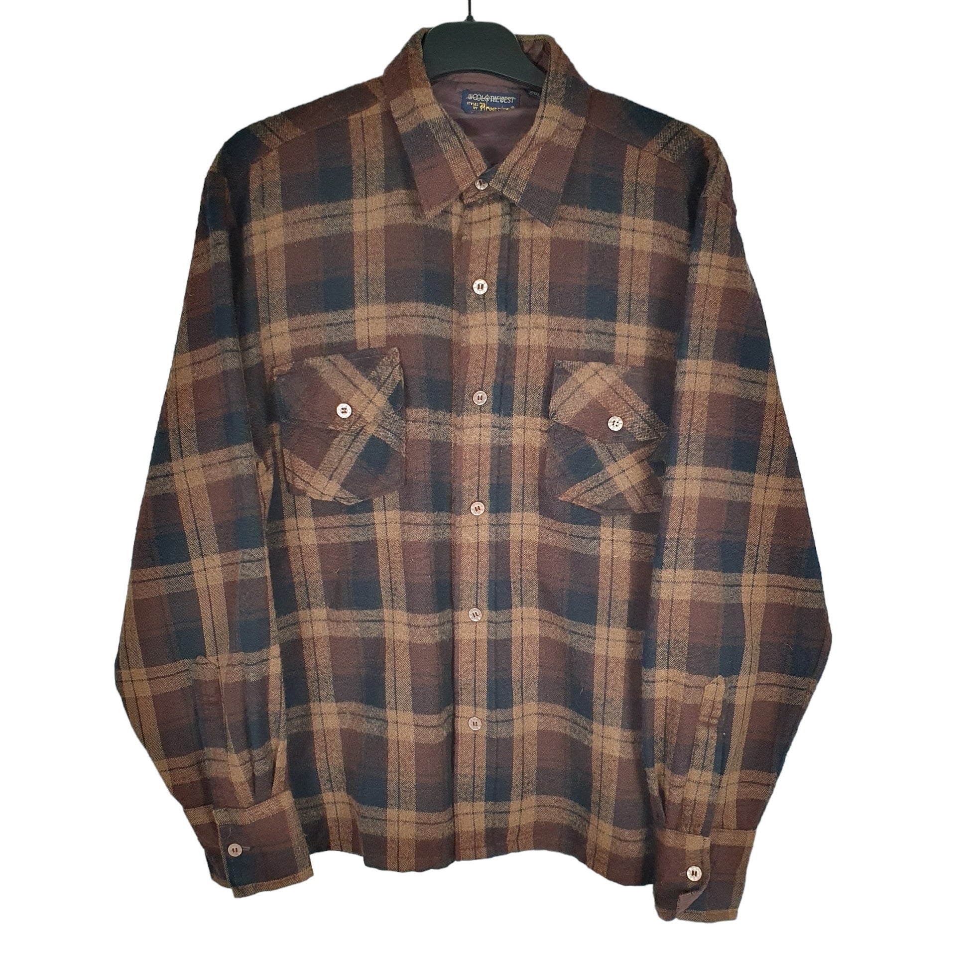 Woolo The West Long Sleeve Regular Fit Check Flannel Shirt Shacket Brown