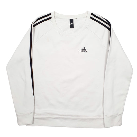 Mens White Adidas  Crewneck Jumper