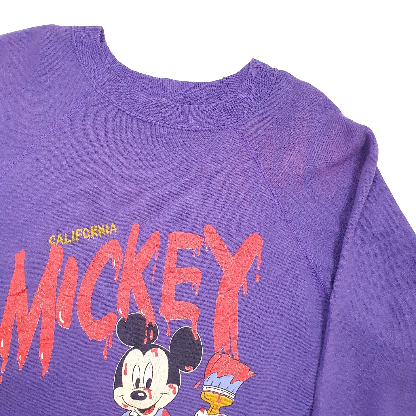 Mens Purple Disney California Mickey Crewneck Jumper