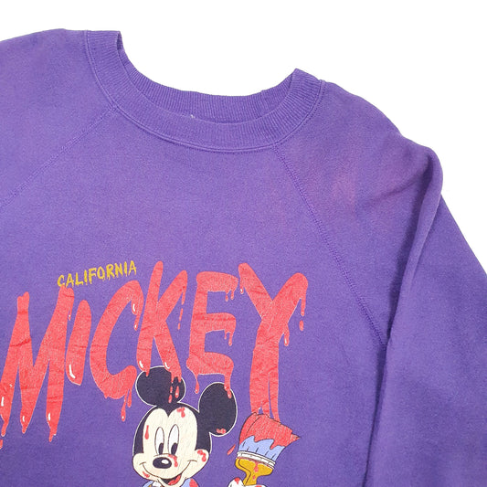 Mens Purple Disney California Mickey Crewneck Jumper
