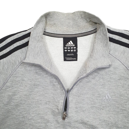 Mens Grey Adidas  Quarter Zip Jumper