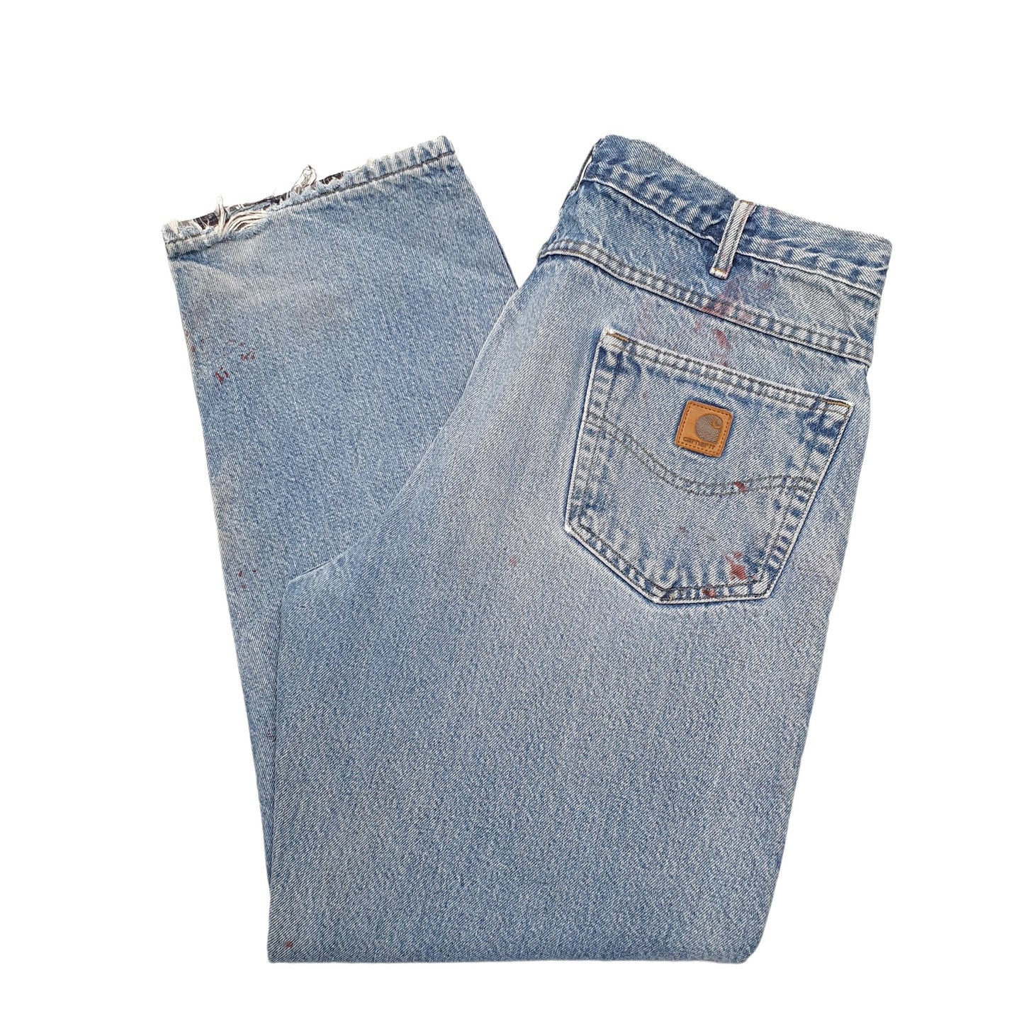 Mens Blue Carhartt Lined Winter Thermal Carpenter JeansW34 L30