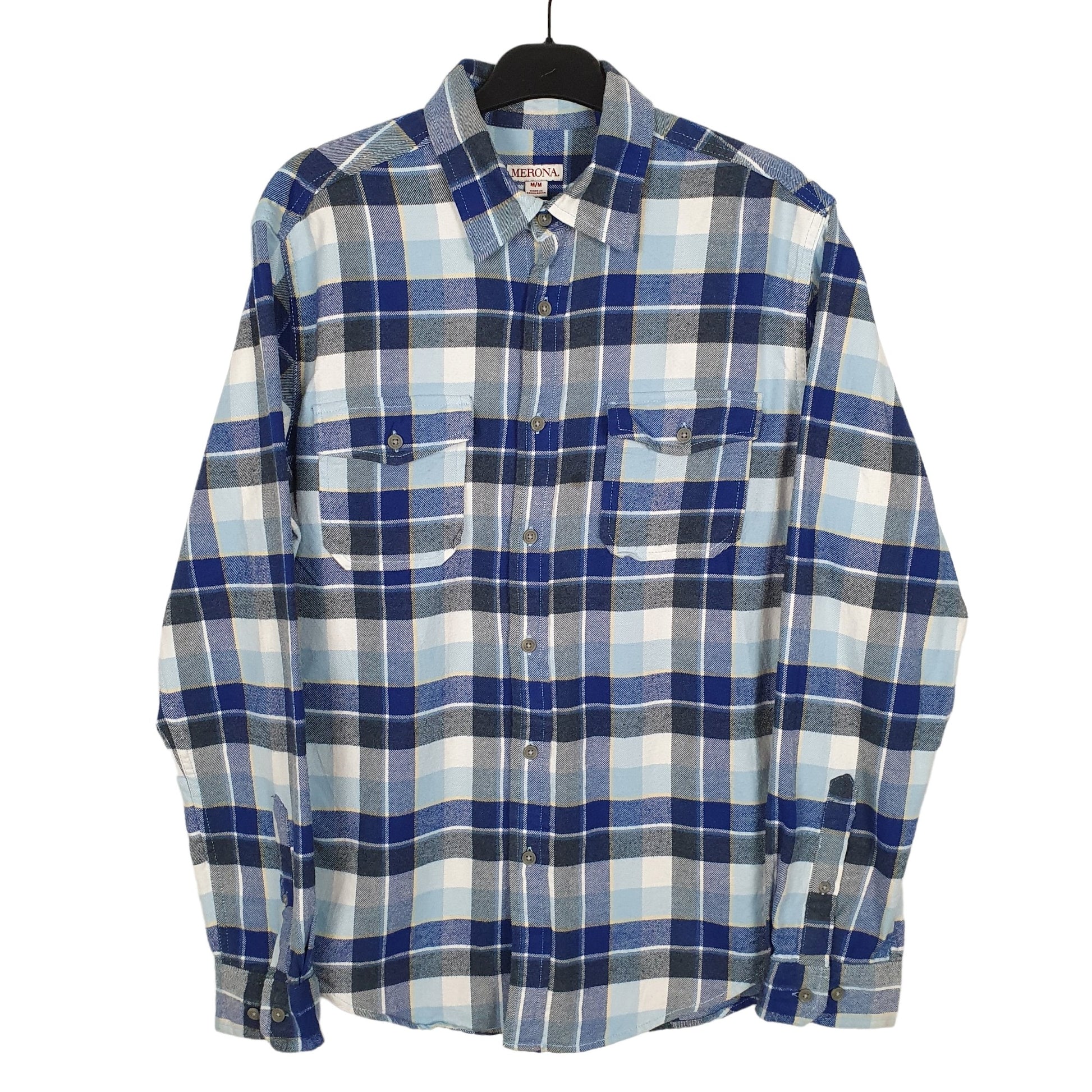 Merona Flannel Shacket Long Sleeve Regular Fit Check Shirt Blue