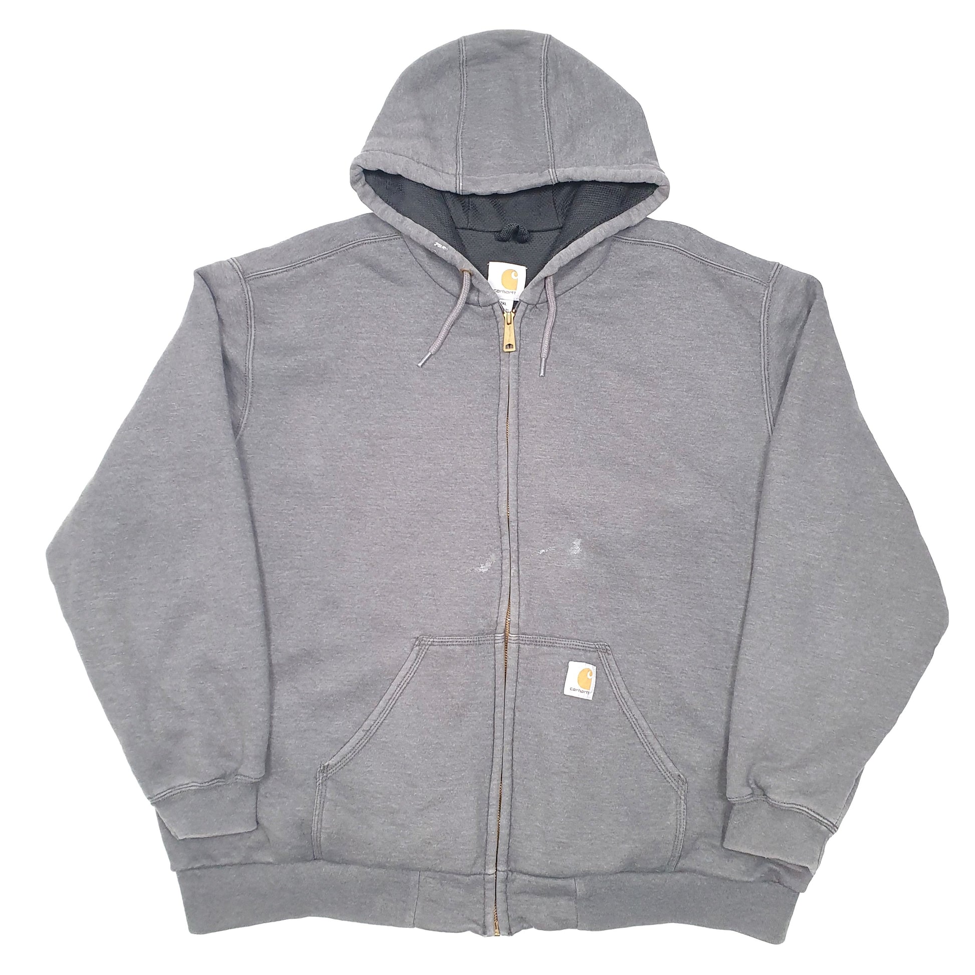 Mens Grey Carhartt Hoodie Thermal Lined Active Full Zip Jumper