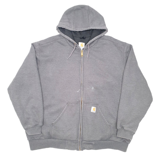Mens Grey Carhartt Hoodie Thermal Lined Active Full Zip Jumper