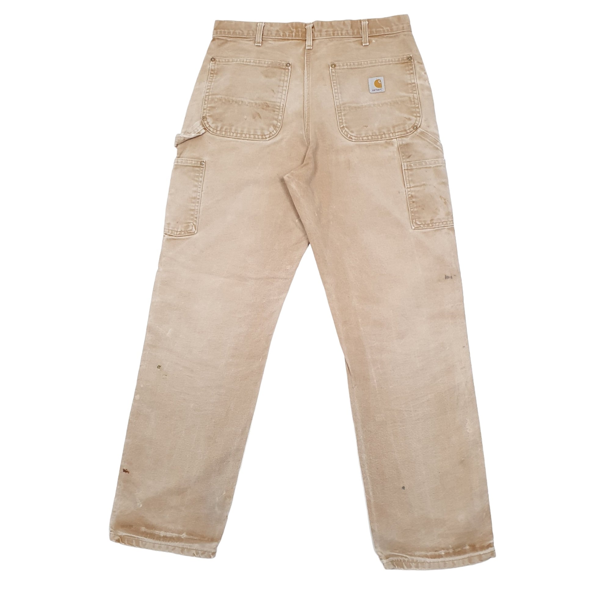 Mens Beige Carhartt Double Knee Made In USA Carpenter Trousers