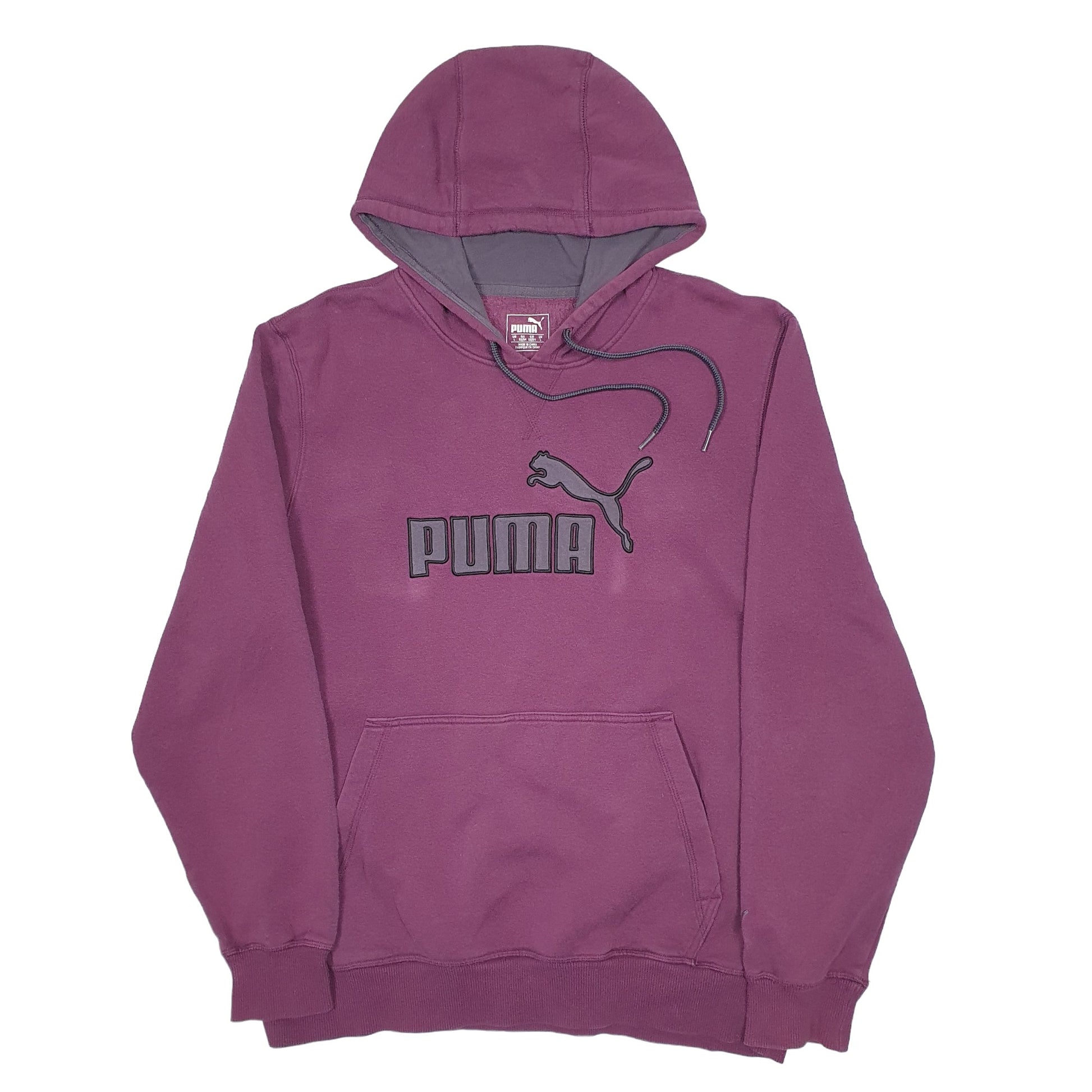 Mens Purple Puma Spellout Hoodie Jumper