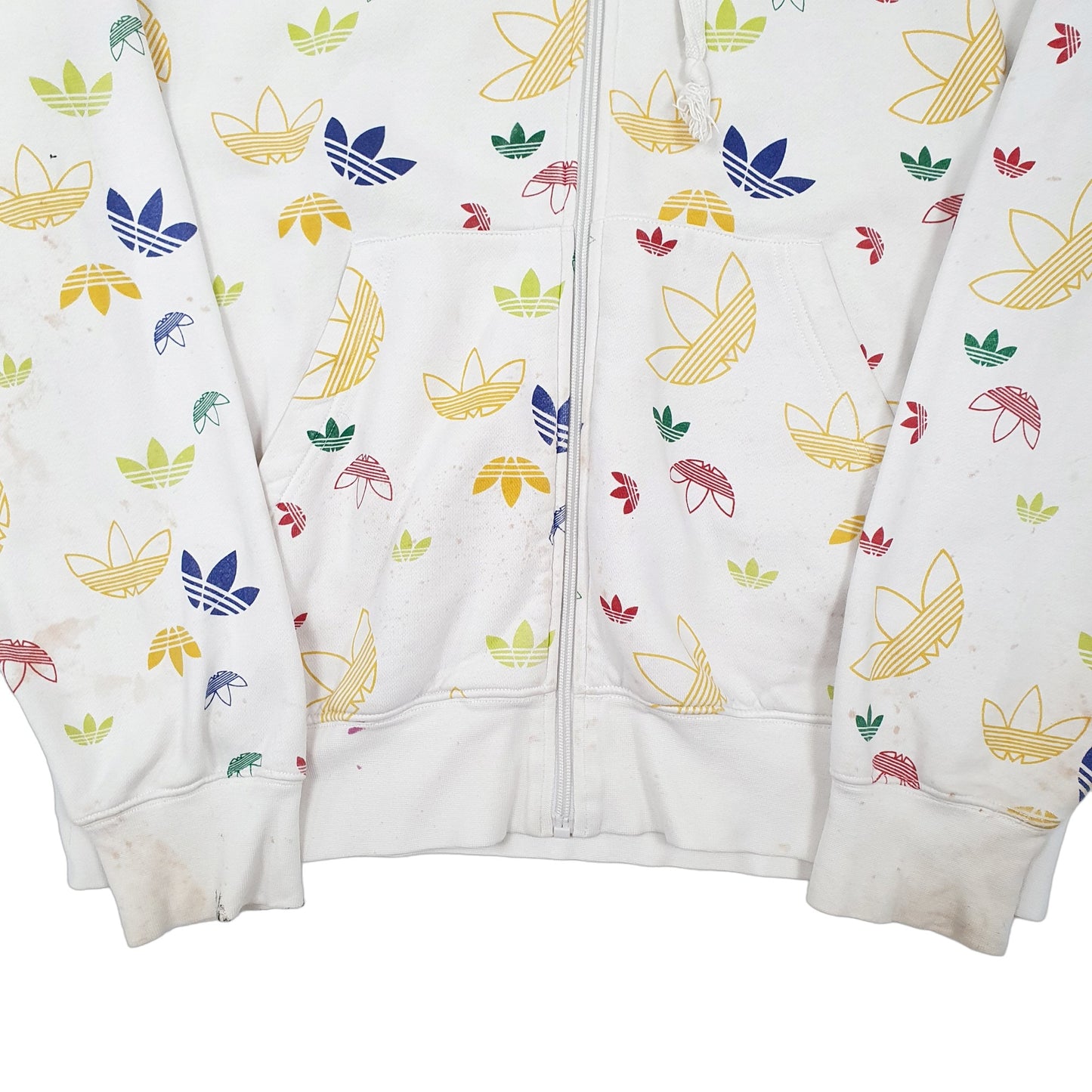 Mens White Adidas Originals  Full Zip Jumper