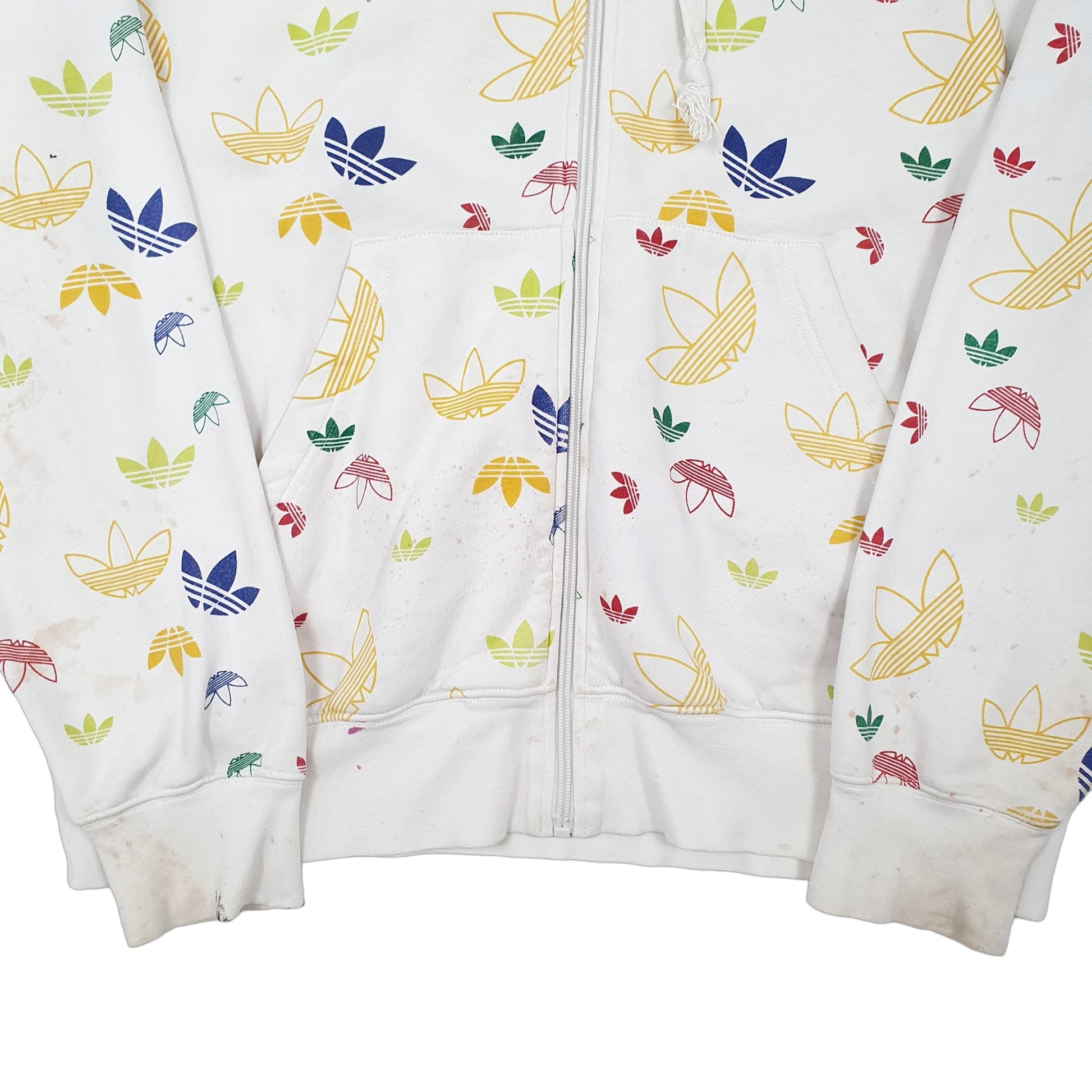 Mens White Adidas Originals  Full Zip Jumper