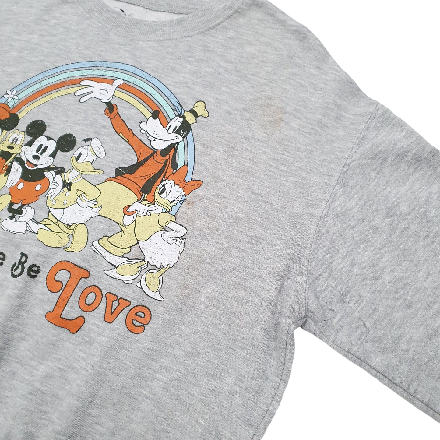 Mens Grey Disney Mickey Mouse Minnie Pluto Goofy Donald Daisy Love Pals Crewneck Jumper