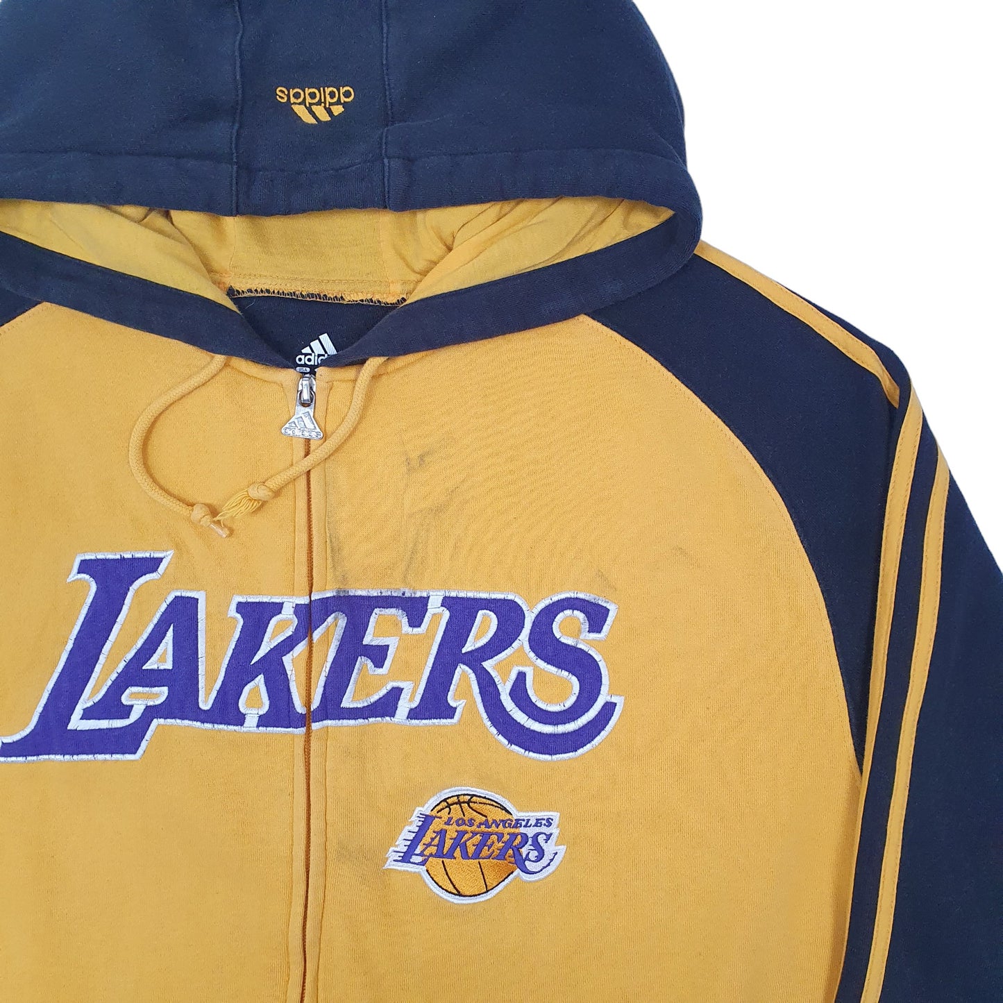 Mens Yellow Adidas NBA Los Angeles Lakers Hoodie Full Zip Jumper