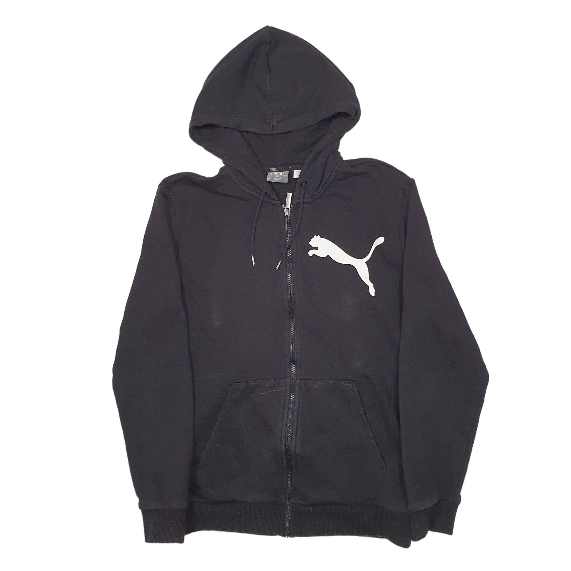 Mens Black Puma Spellout Full Zip Jumper