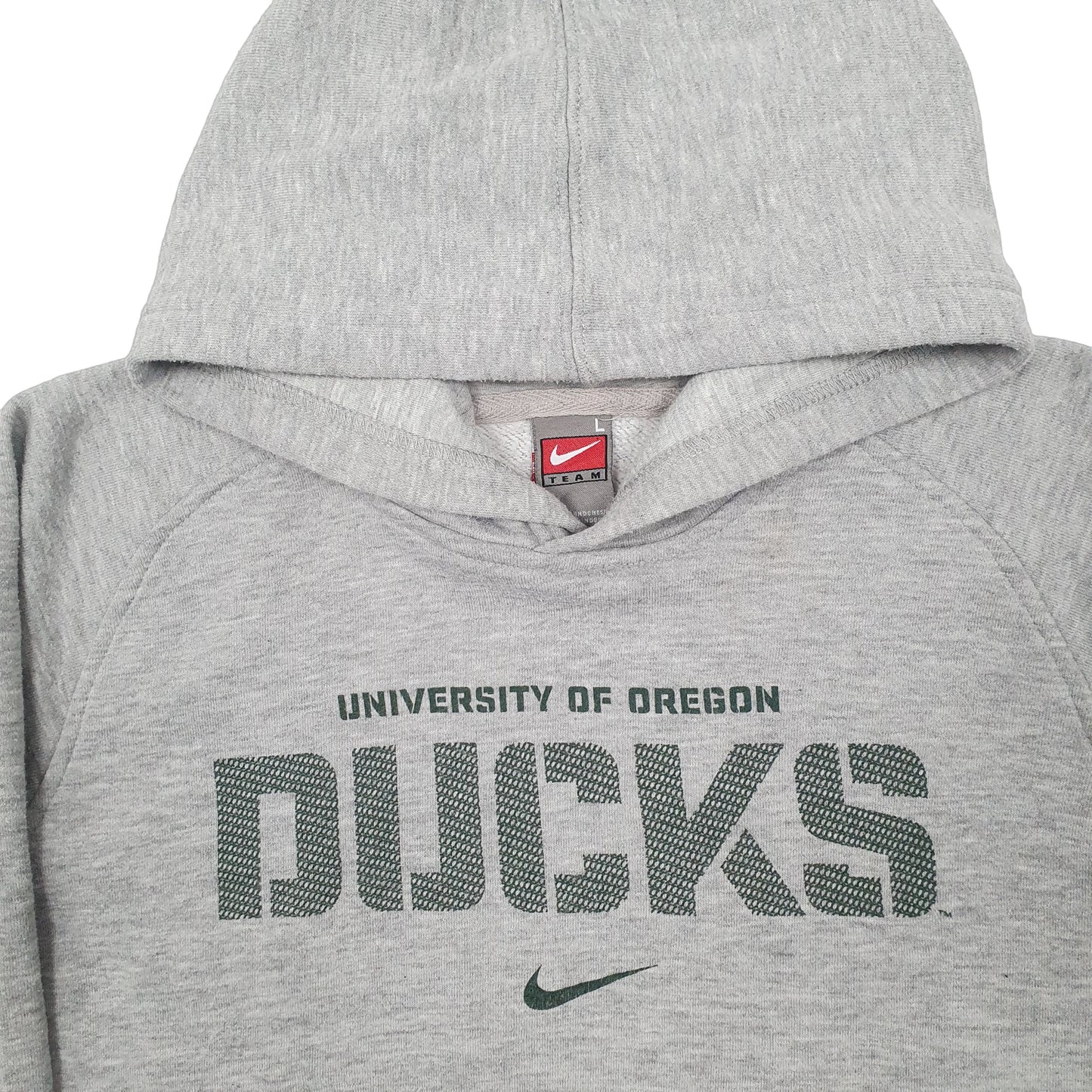 Mens Grey Nike Team Vintage 2000s Y2K Oregon Ducks USA College Hoodie Jumper
