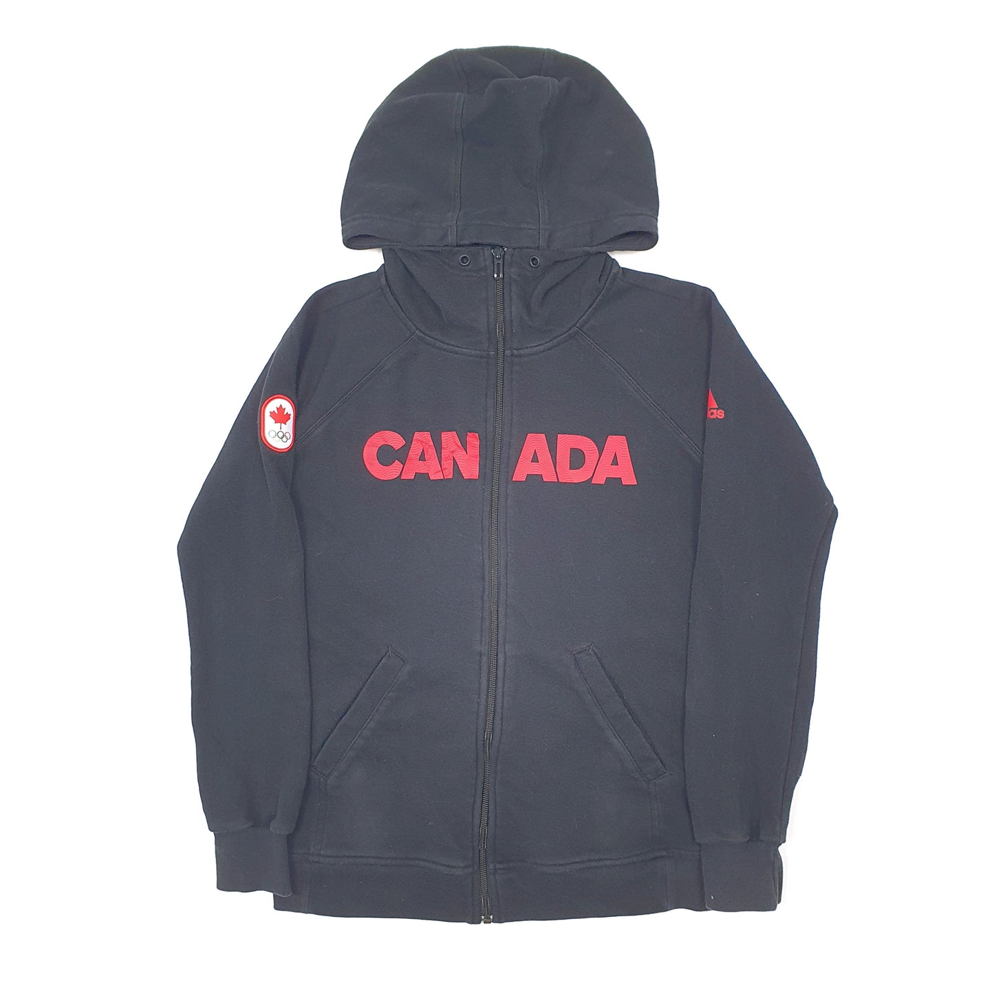 Womens Black Adidas Olympics Canada Hoodie Full Zip Jumper