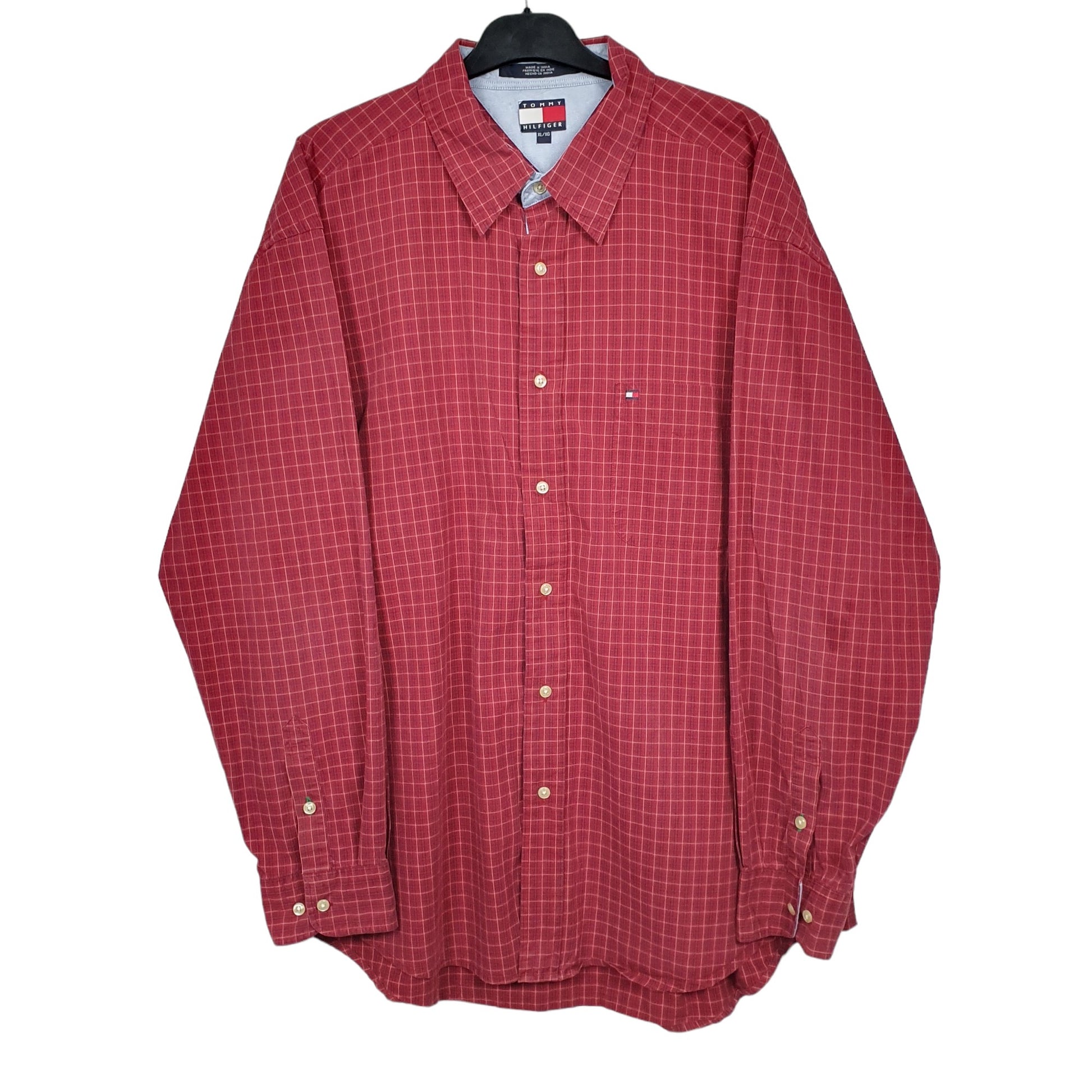 Tommy Hilfiger Long Sleeve Regular Fit Check Shirt Red