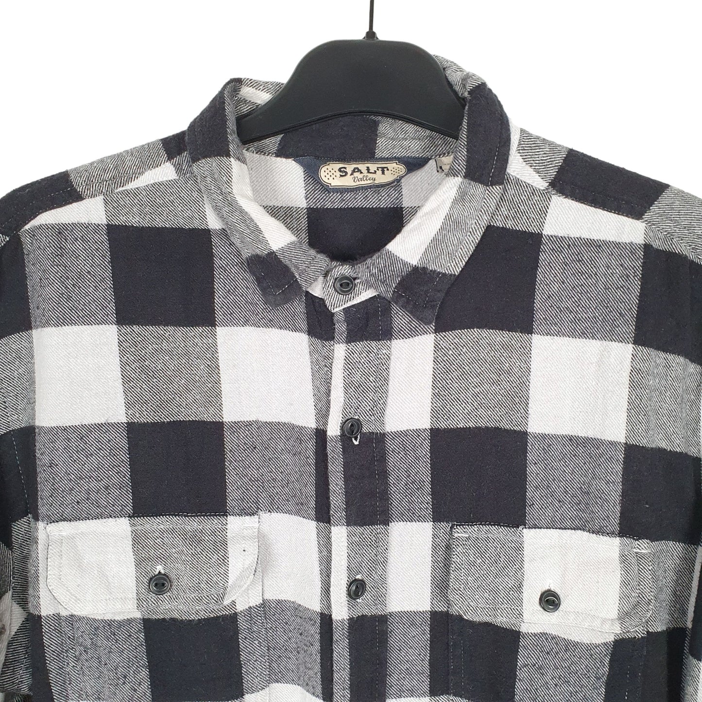 Salt Valley Flannel Shacket Long Sleeve Regular Fit Check Shirt Black