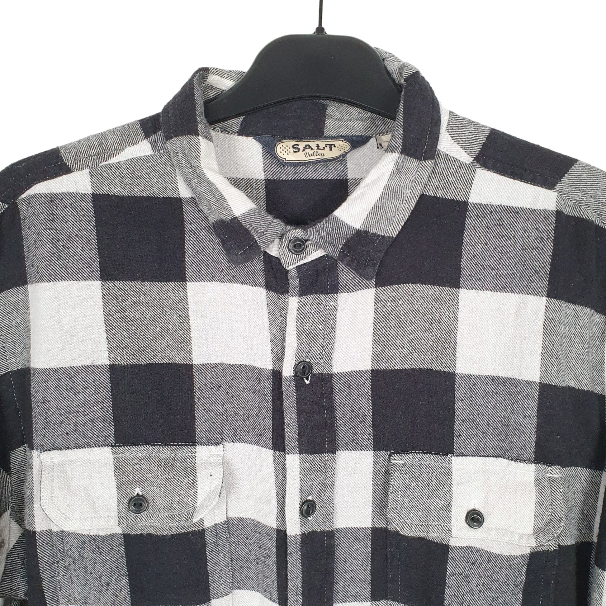 Salt Valley Flannel Shacket Long Sleeve Regular Fit Check Shirt Black