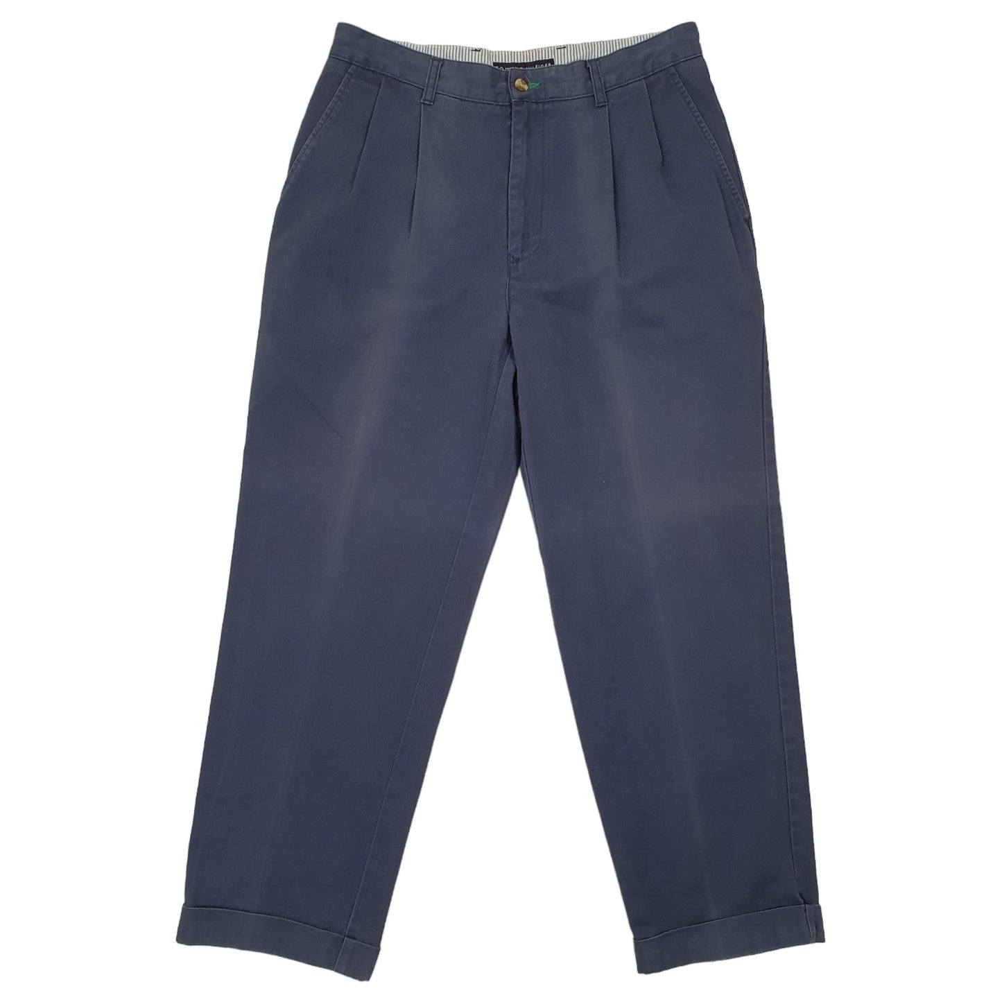 Mens Navy Tommy Hilfiger Double Pleated Chino Trousers