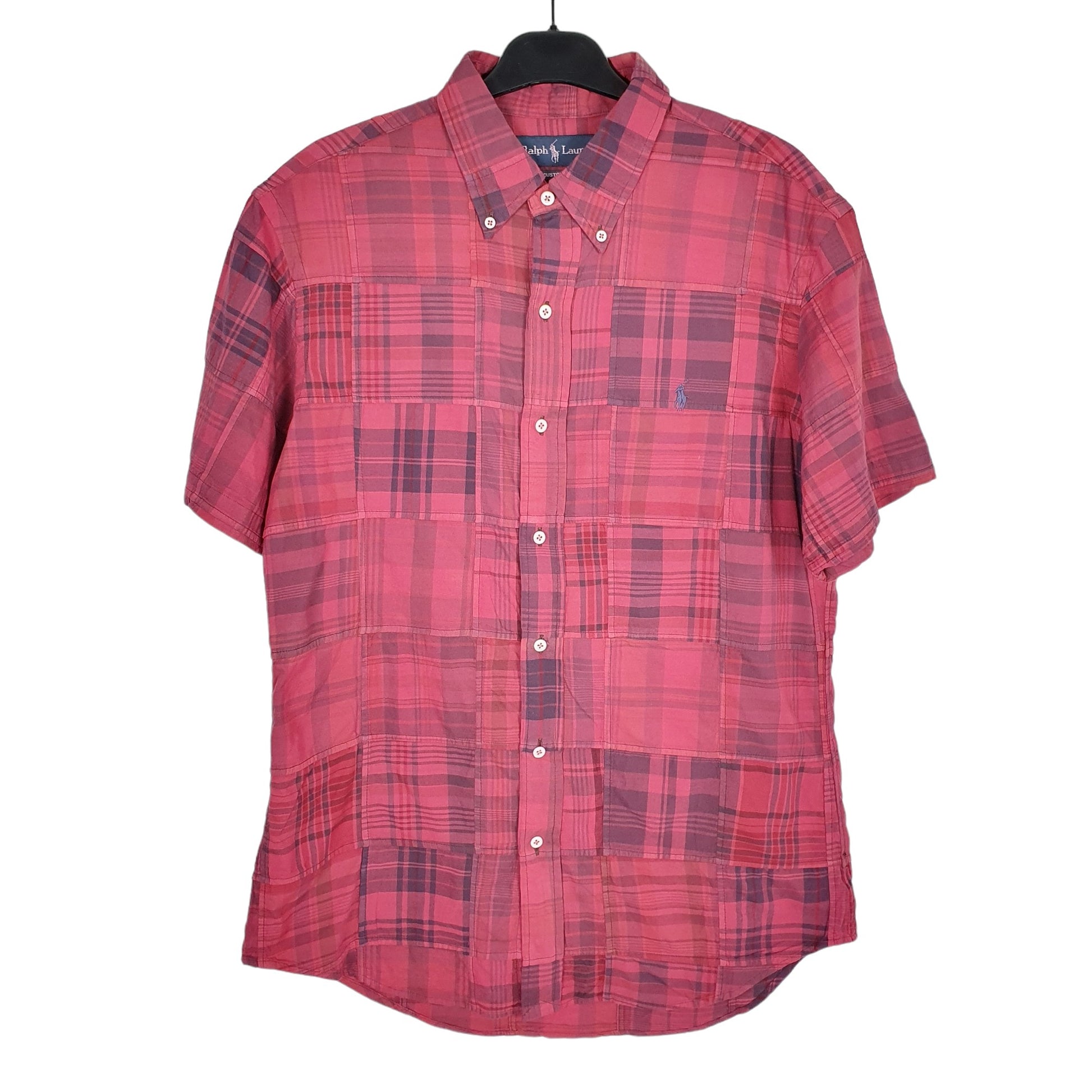 Ralph Lauren Short Sleeve Custom Fit Check Shirt Burgundy